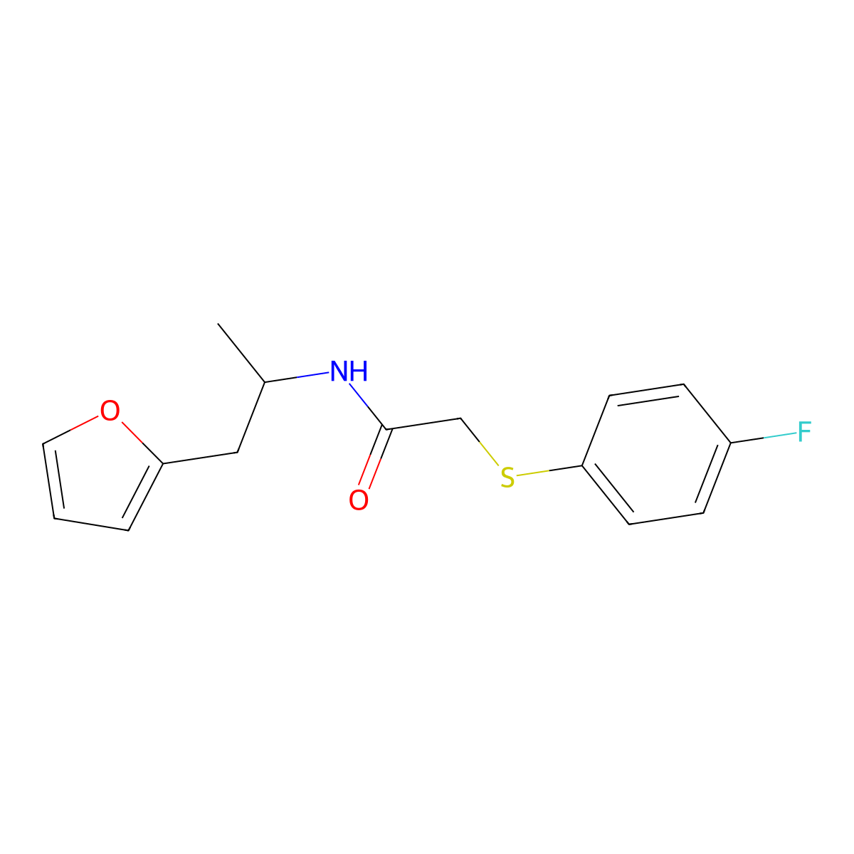 2-((4-fluorophenyl)thio)-N-(1-(furan-2-yl)propan-2-yl)acetamide molecular structure, CAS 1219905-61-9