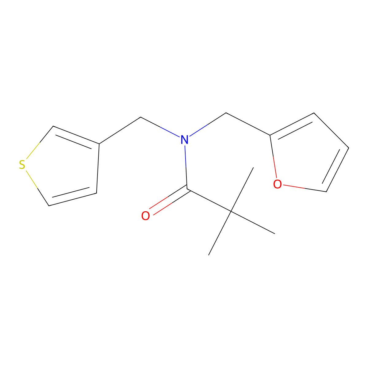 N-(furan-2-ylmethyl)-N-(thiophen-3-ylmethyl)pivalamide molecular structure, CAS 1219905-63-1