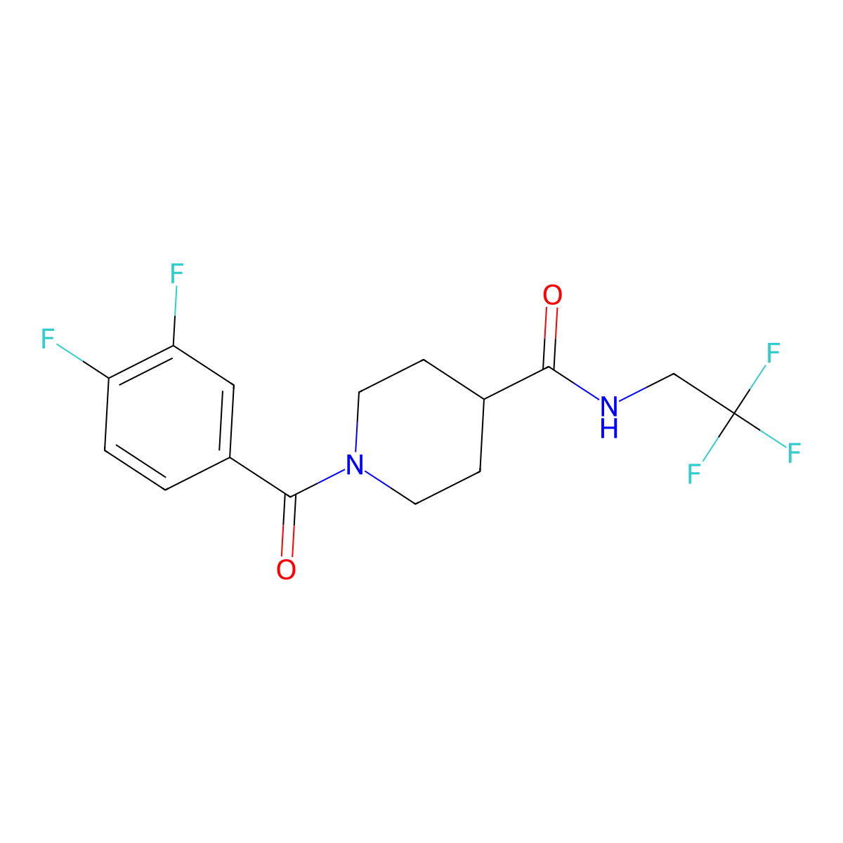 1-(3,4-difluorobenzoyl)-N-(2,2,2-trifluoroethyl)piperidine-4-carboxamide molecular structure, CAS 1219905-68-6