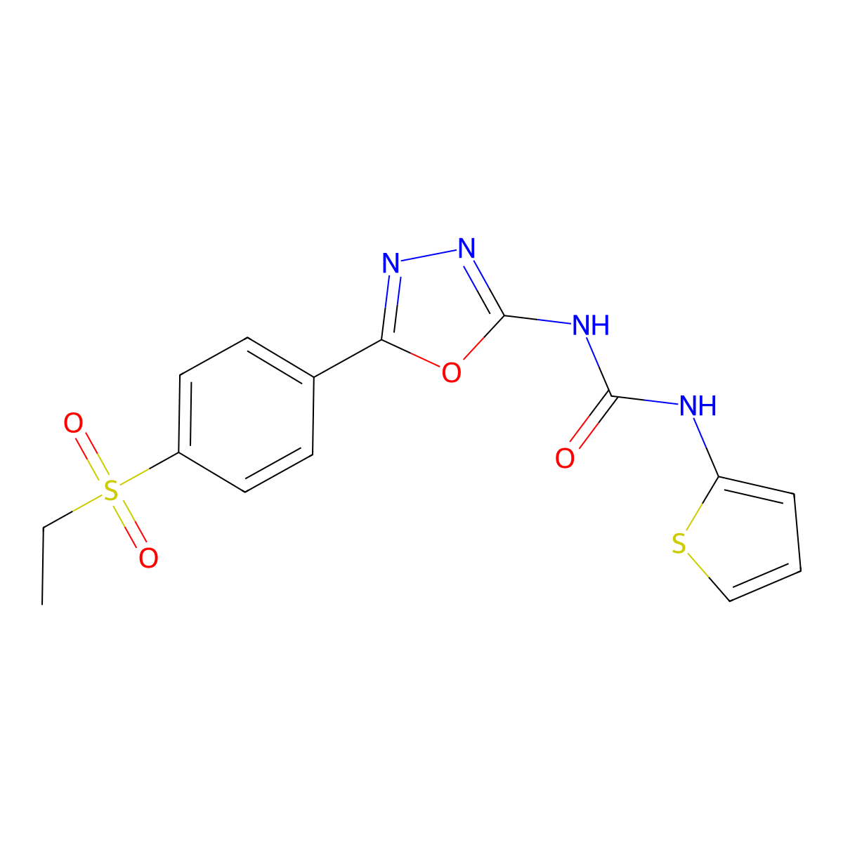 1-(5-(4-(Ethylsulfonyl)phenyl)-1,3,4-oxadiazol-2-yl)-3-(thiophen-2-yl)urea molecular structure, CAS 1219905-80-2