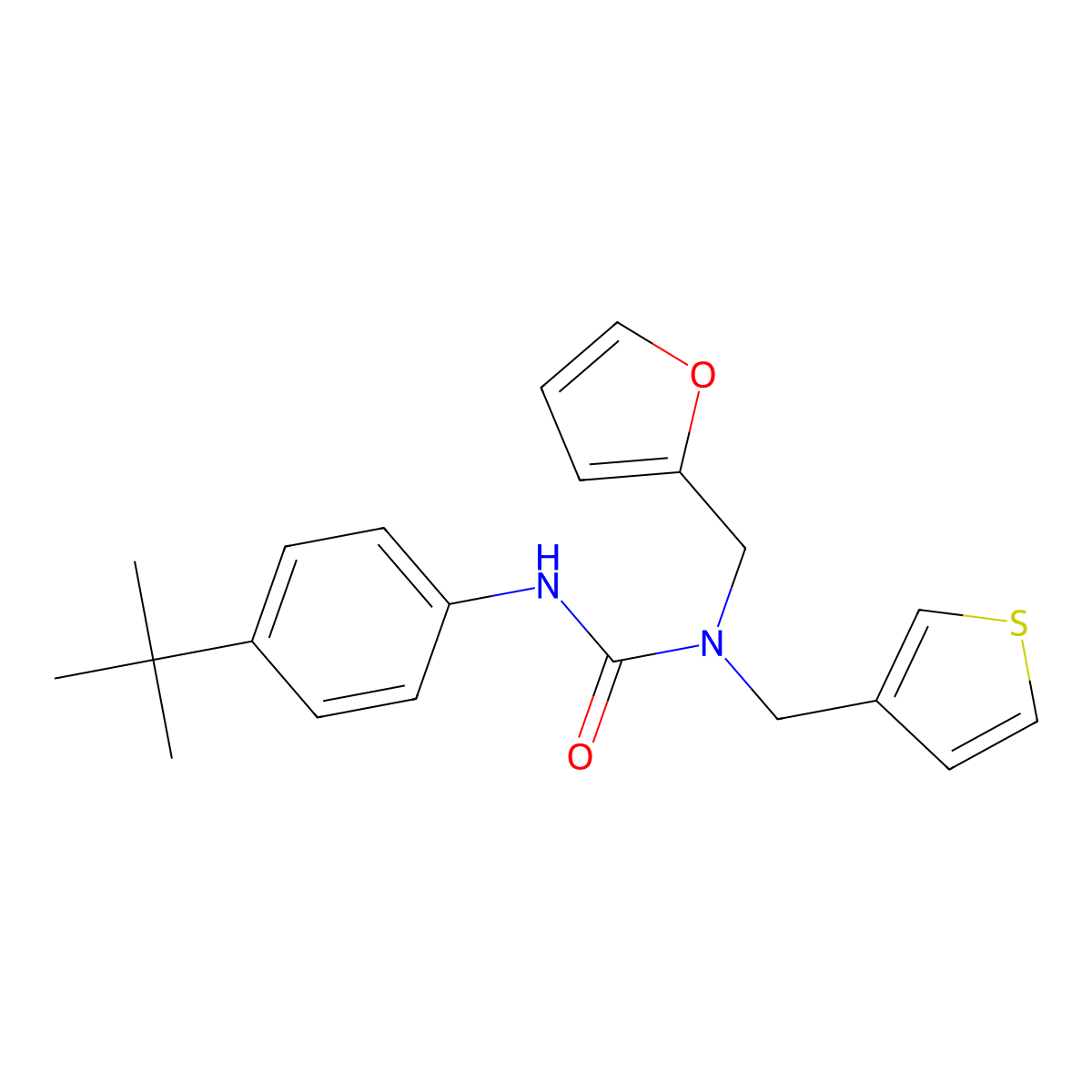 3-(4-(Tert-butyl)phenyl)-1-(furan-2-ylmethyl)-1-(thiophen-3-ylmethyl)urea molecular structure, CAS 1219905-88-0