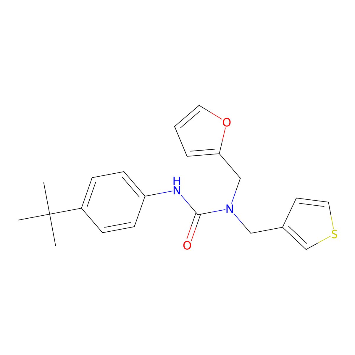 3-(4-(Tert-butyl)phenyl)-1-(furan-2-ylmethyl)-1-(thiophen-3-ylmethyl)urea molecular structure, CAS 1219905-88-0