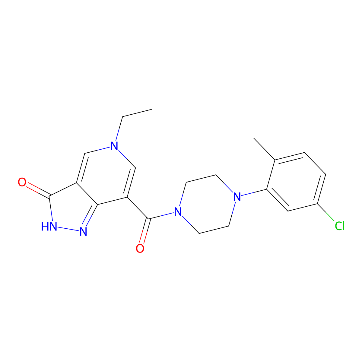 7-(4-(5-chloro-2-methylphenyl)piperazine-1-carbonyl)-5-ethyl-2H-pyrazolo[4,3-c]pyridin-3(5H)-one molecular structure, CAS 1219905-91-5