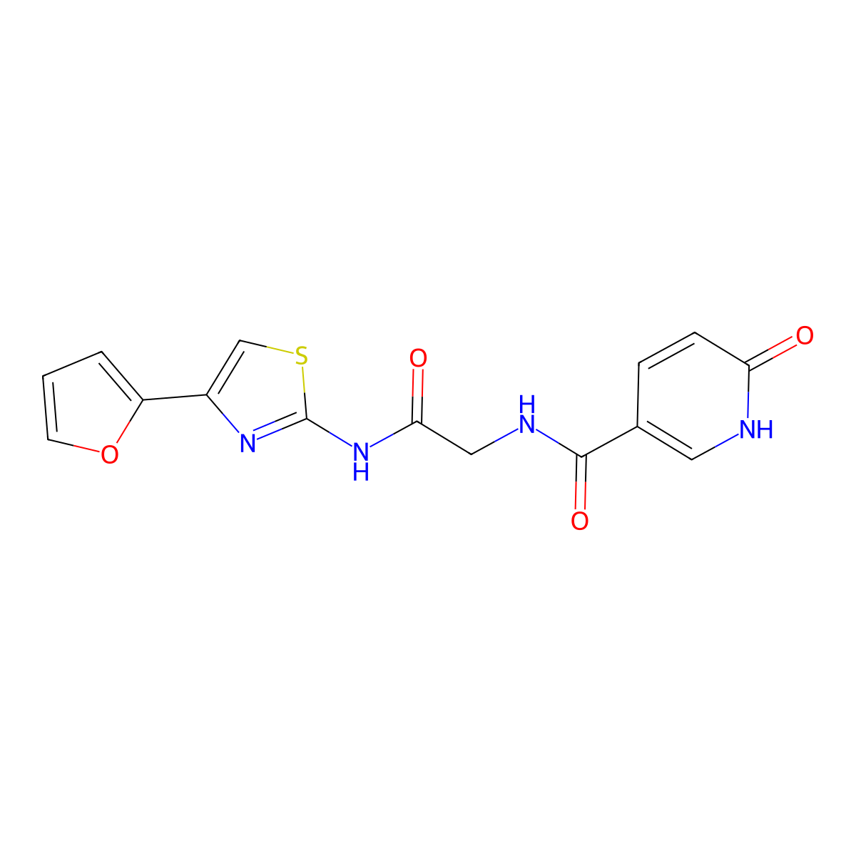 N-[4-(furan-2-yl)-1,3-thiazol-2-yl]-2-[(6-oxo-1,6-dihydropyridin-3-yl)formamido]acetamide molecular structure, CAS 1219905-94-8