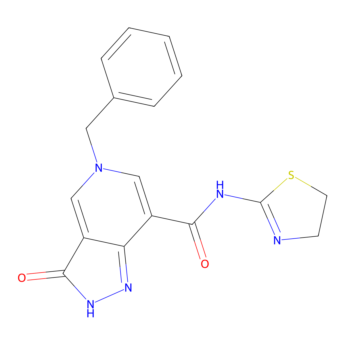 5-benzyl-N-(4,5-dihydrothiazol-2-yl)-3-oxo-3,5-dihydro-2H-pyrazolo[4,3-c]pyridine-7-carboxamide molecular structure, CAS 1219906-10-1