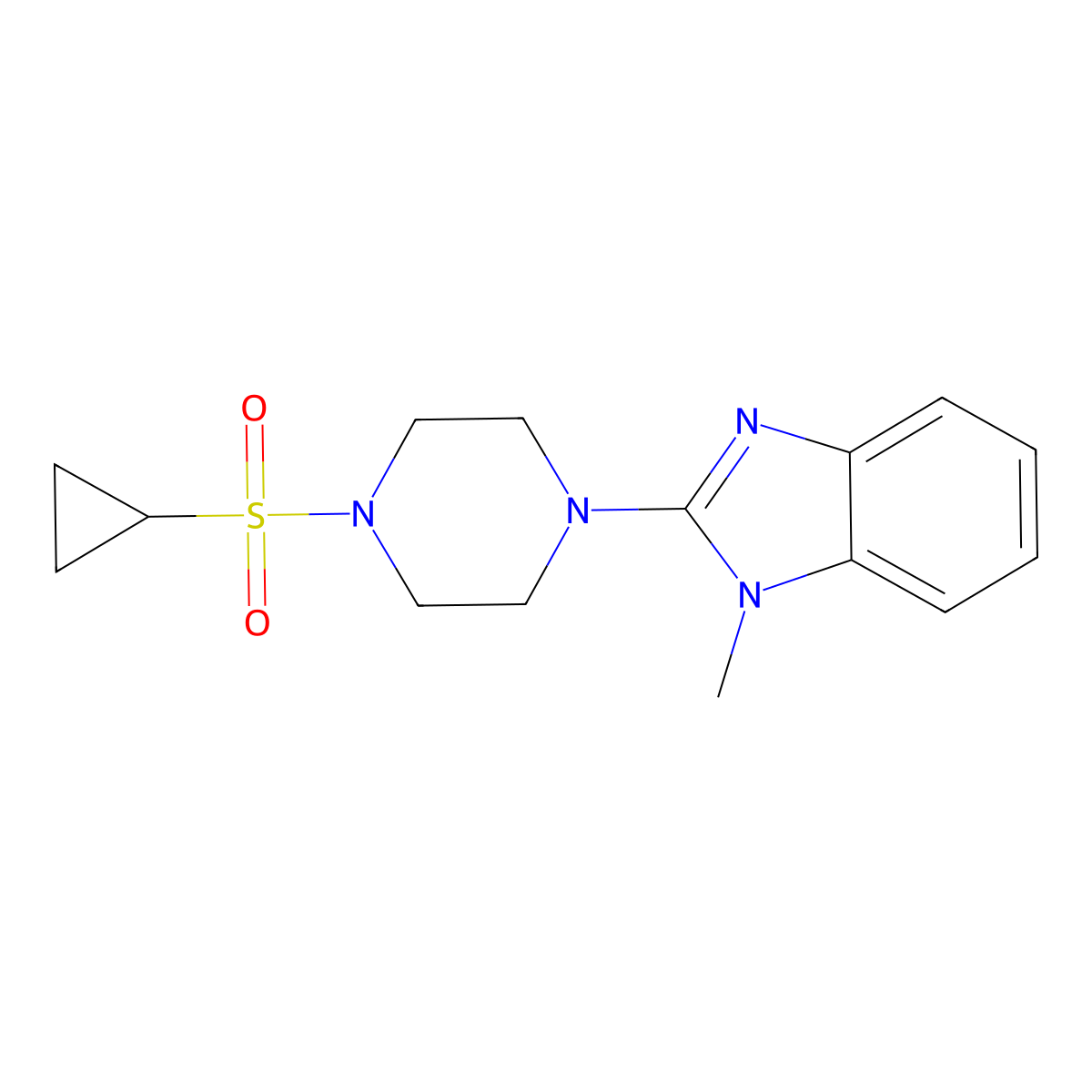 2-(4-(cyclopropylsulfonyl)piperazin-1-yl)-1-methyl-1H-benzo[d]imidazole molecular structure, CAS 1219906-15-6