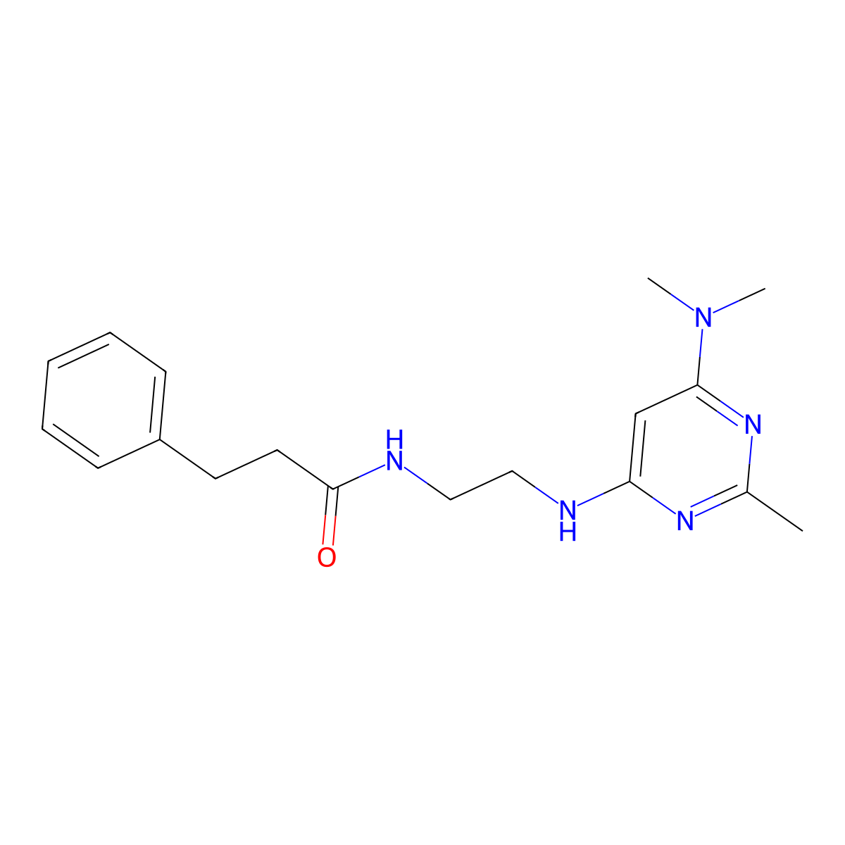 N-(2-{[6-(dimethylamino)-2-methylpyrimidin-4-yl]amino}ethyl)-3-phenylpropanamide molecular structure, CAS 1219906-18-9