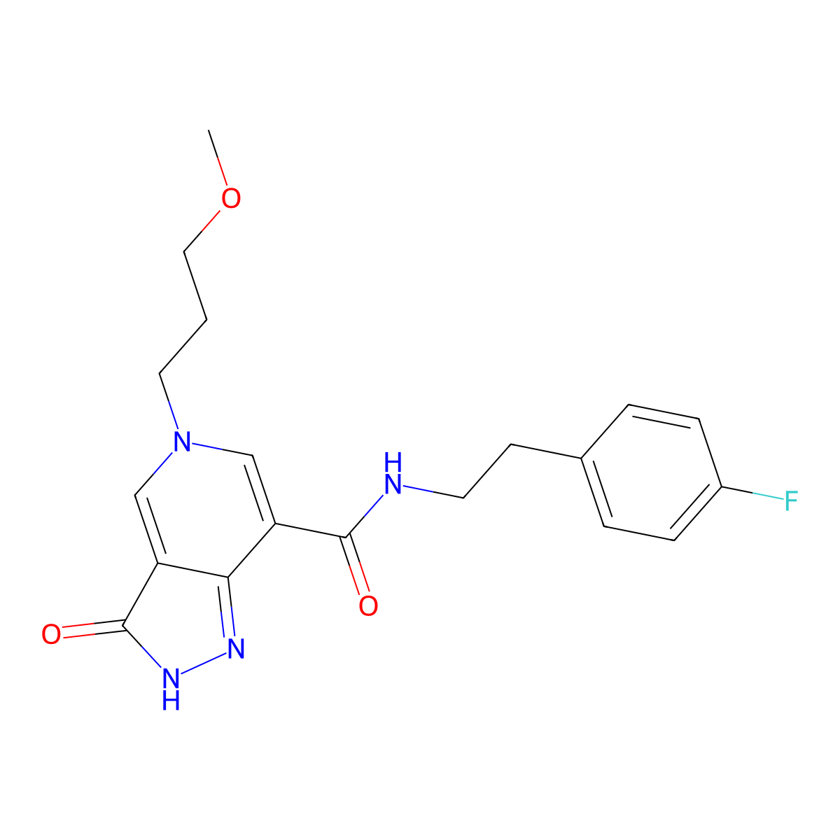 N-(4-fluorophenethyl)-5-(3-methoxypropyl)-3-oxo-3,5-dihydro-2H-pyrazolo[4,3-c]pyridine-7-carboxamide molecular structure, CAS 1219906-30-5