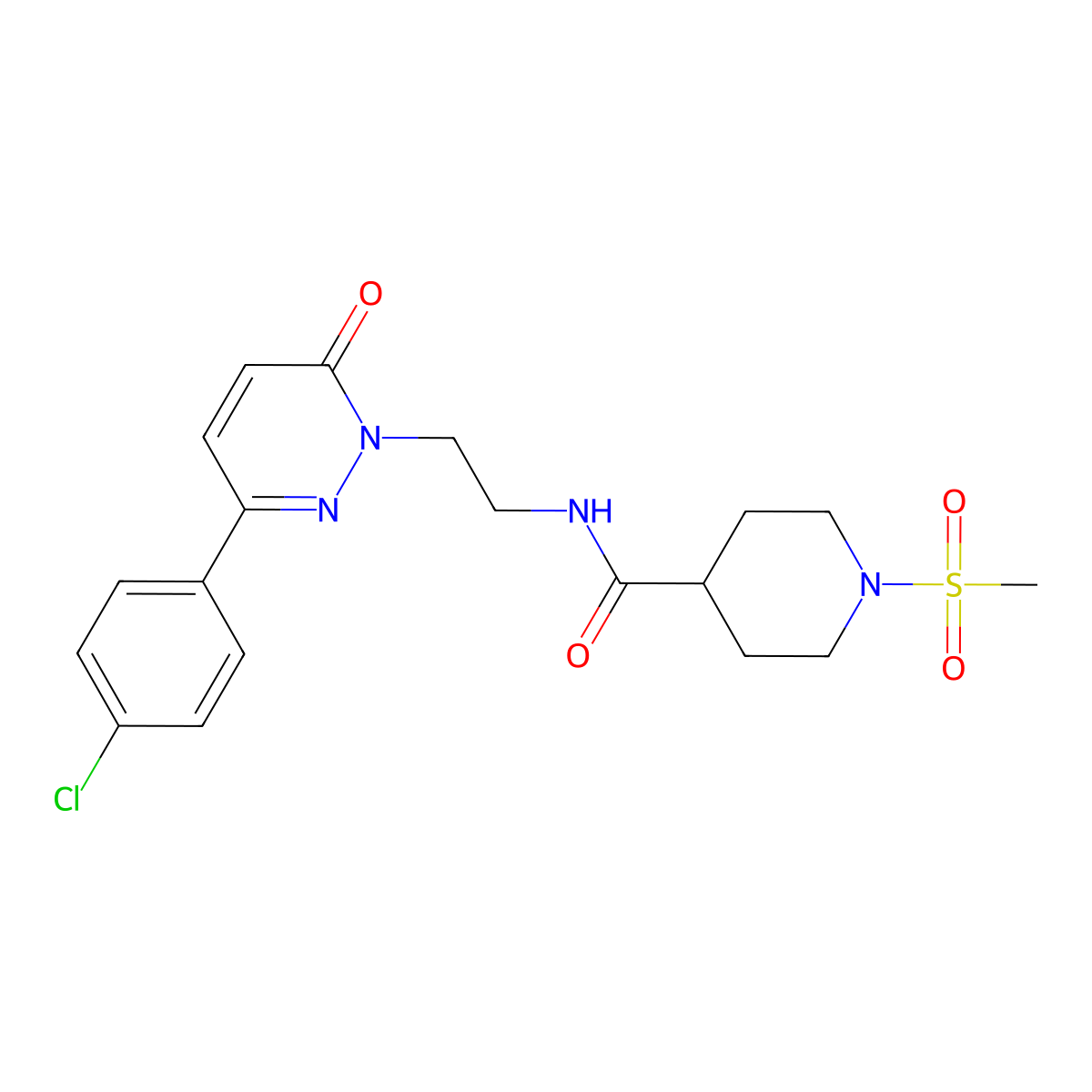 N-(2-(3-(4-chlorophenyl)-6-oxopyridazin-1(6H)-yl)ethyl)-1-(methylsulfonyl)piperidine-4-carboxamide molecular structure, CAS 1219906-35-0