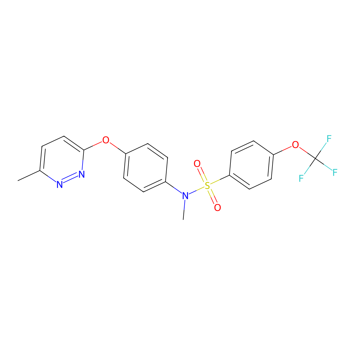 N-methyl-N-(4-((6-methylpyridazin-3-yl)oxy)phenyl)-4-(trifluoromethoxy)benzenesulfonamide molecular structure, CAS 1219906-38-3