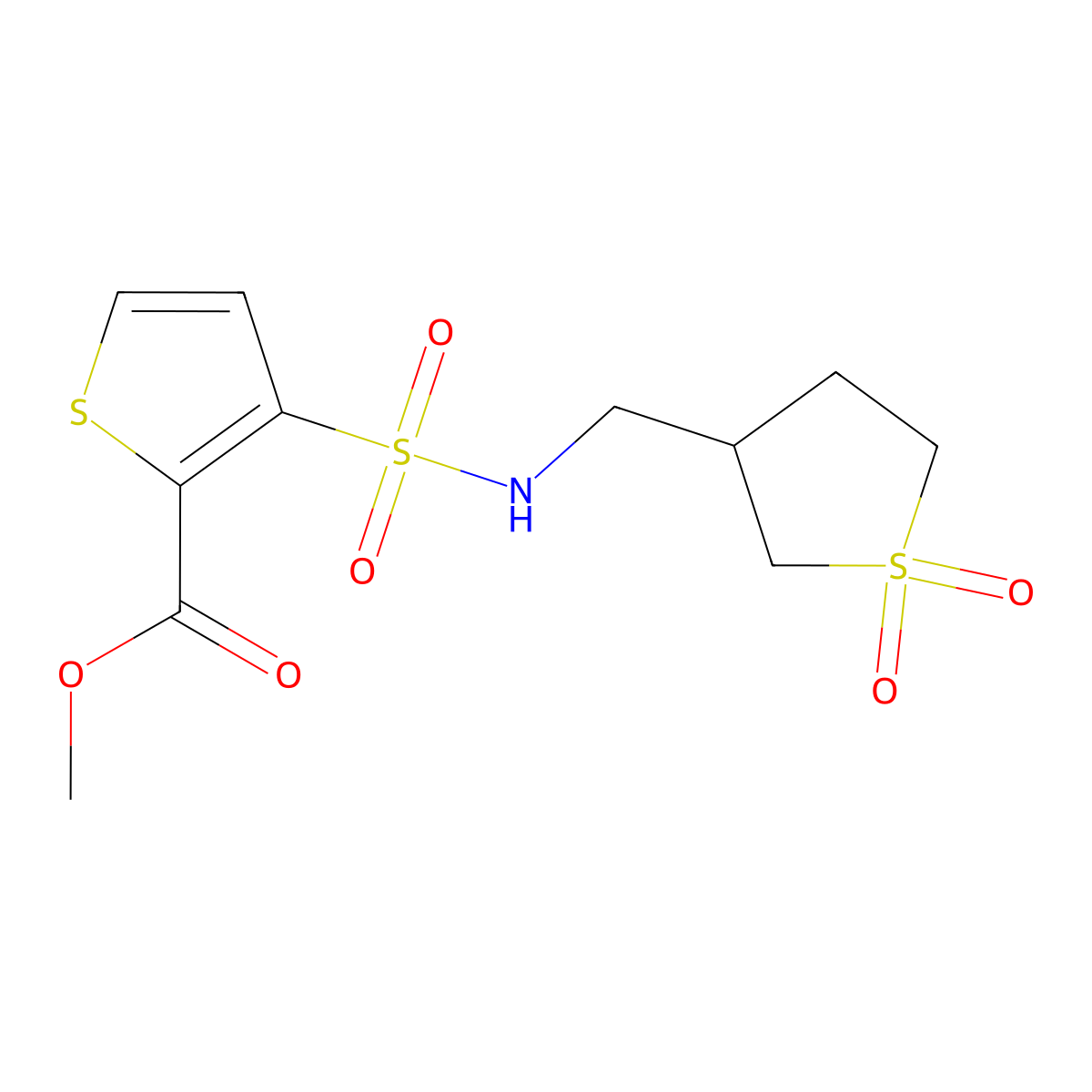 methyl 3-(N-((1,1-dioxidotetrahydrothiophen-3-yl)methyl)sulfamoyl)thiophene-2-carboxylate molecular structure, CAS 1219906-43-0