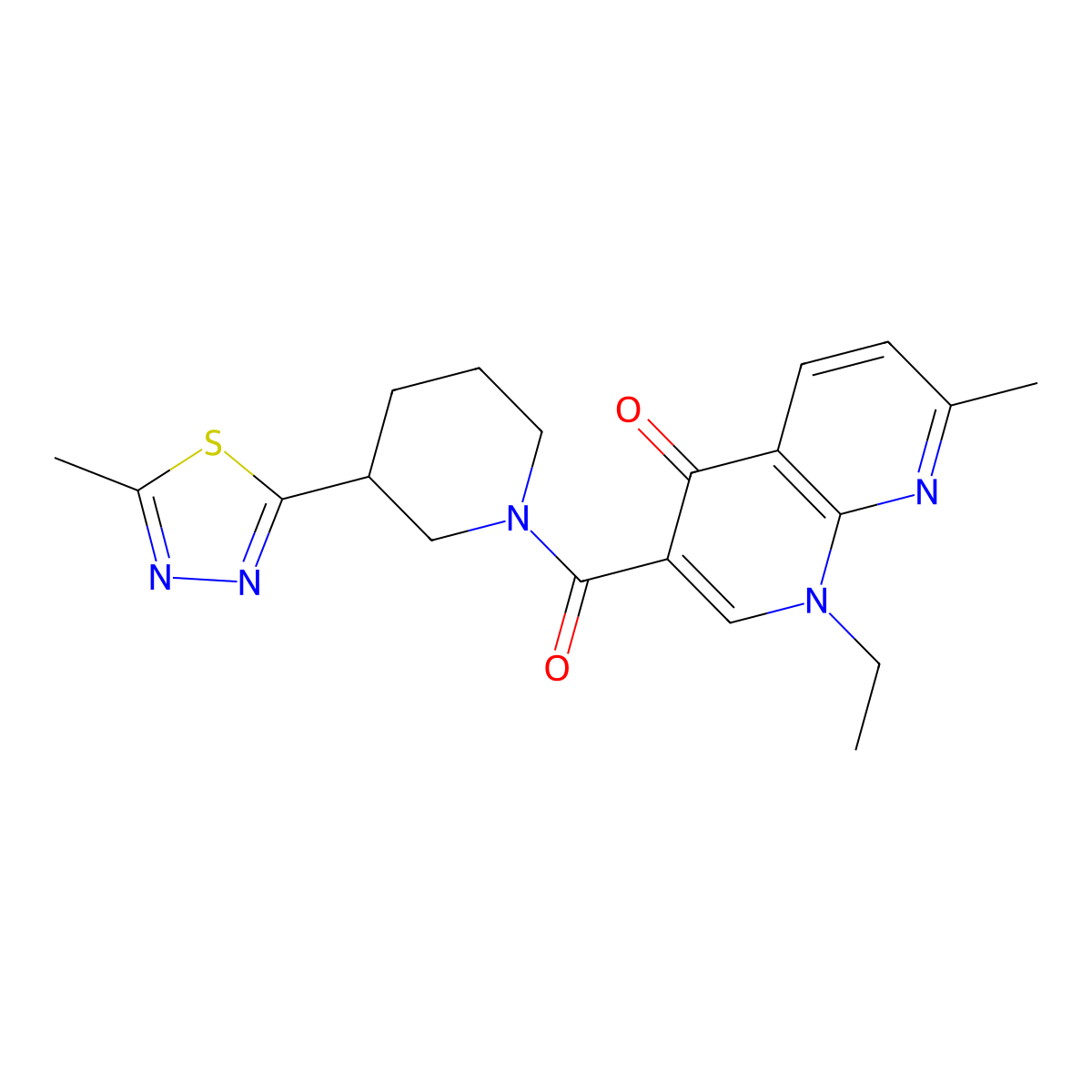 1-ethyl-7-methyl-3-(3-(5-methyl-1,3,4-thiadiazol-2-yl)piperidine-1-carbonyl)-1,8-naphthyridin-4(1H)-one molecular structure, CAS 1219906-45-2