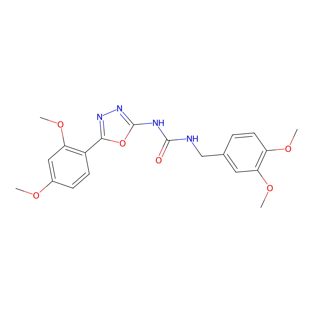 1-(3,4-Dimethoxybenzyl)-3-(5-(2,4-dimethoxyphenyl)-1,3,4-oxadiazol-2-yl)urea molecular structure, CAS 1219906-46-3
