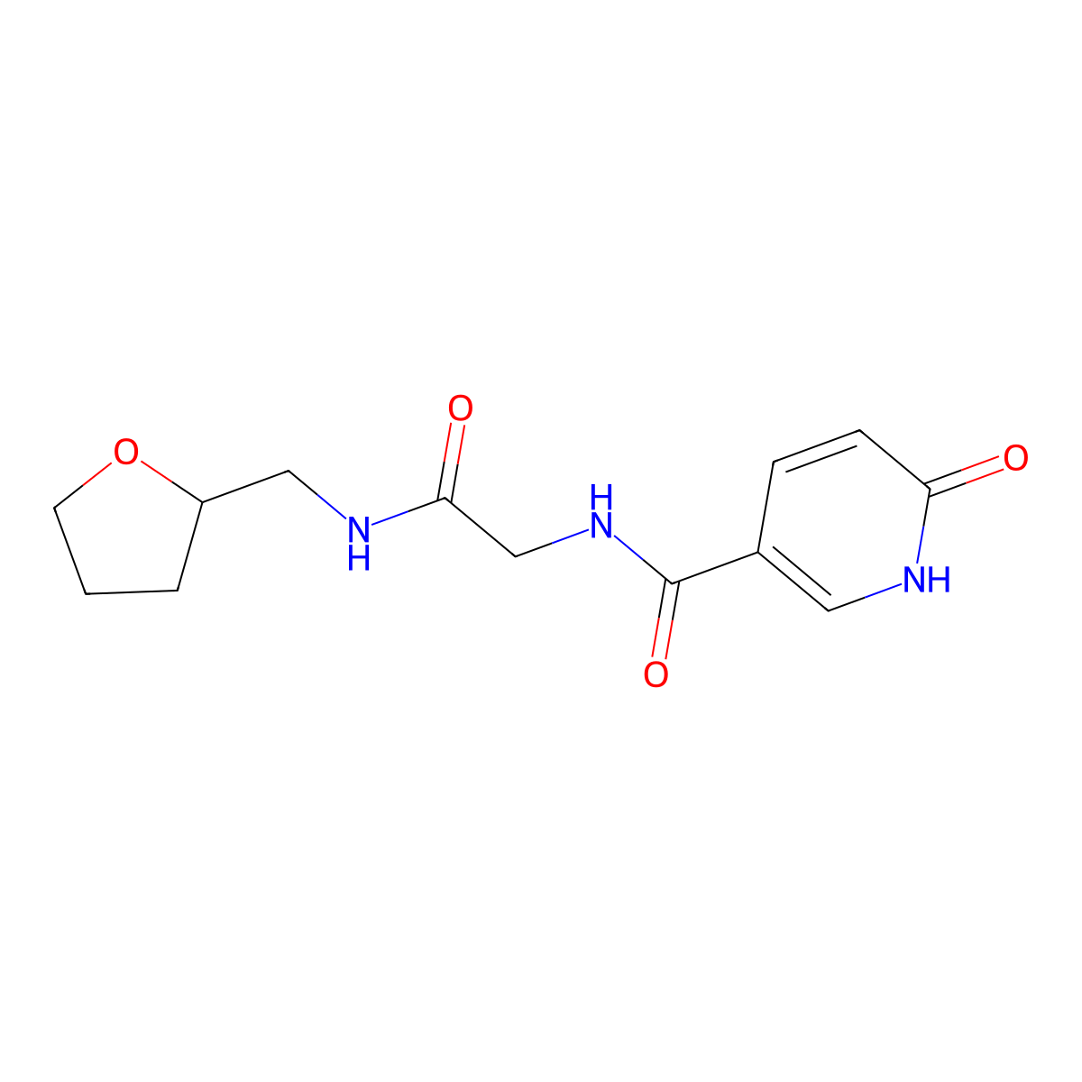 6-oxo-N-(2-oxo-2-(((tetrahydrofuran-2-yl)methyl)amino)ethyl)-1,6-dihydropyridine-3-carboxamide molecular structure, CAS 1219906-47-4