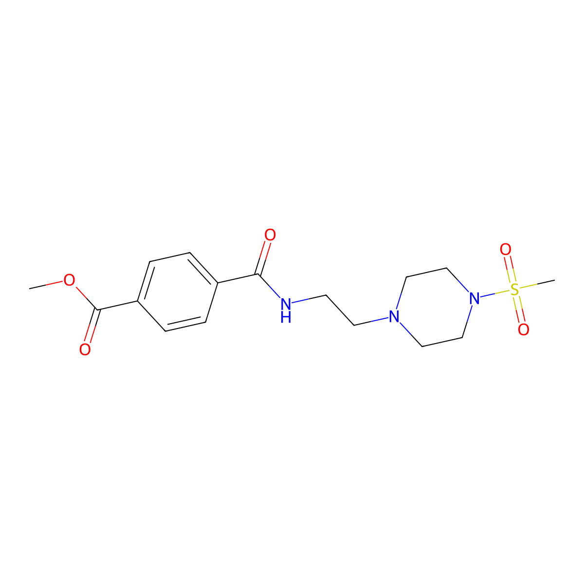 Methyl 4-((2-(4-(methylsulfonyl)piperazin-1-yl)ethyl)carbamoyl)benzoate molecular structure, CAS 1219906-54-3