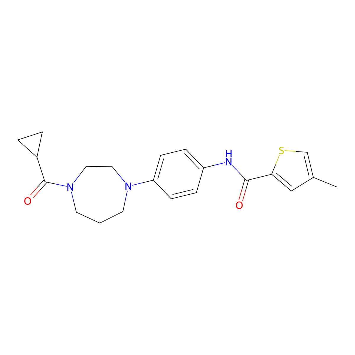 N-(4-(4-(cyclopropanecarbonyl)-1,4-diazepan-1-yl)phenyl)-4-methylthiophene-2-carboxamide molecular structure, CAS 1219906-55-4