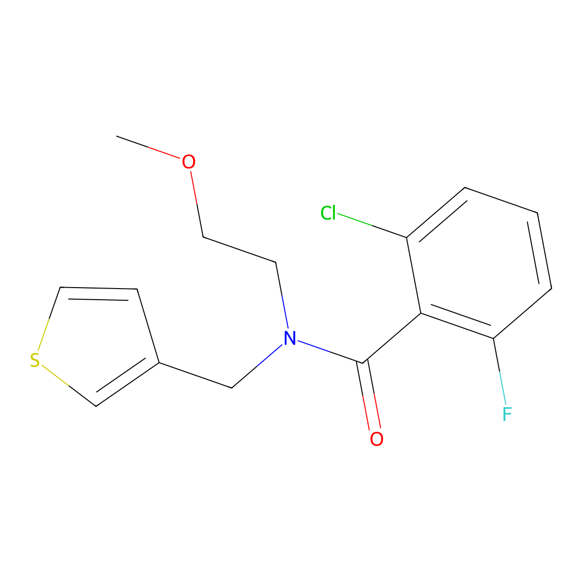2-chloro-6-fluoro-N-(2-methoxyethyl)-N-(thiophen-3-ylmethyl)benzamide molecular structure, CAS 1219906-57-6