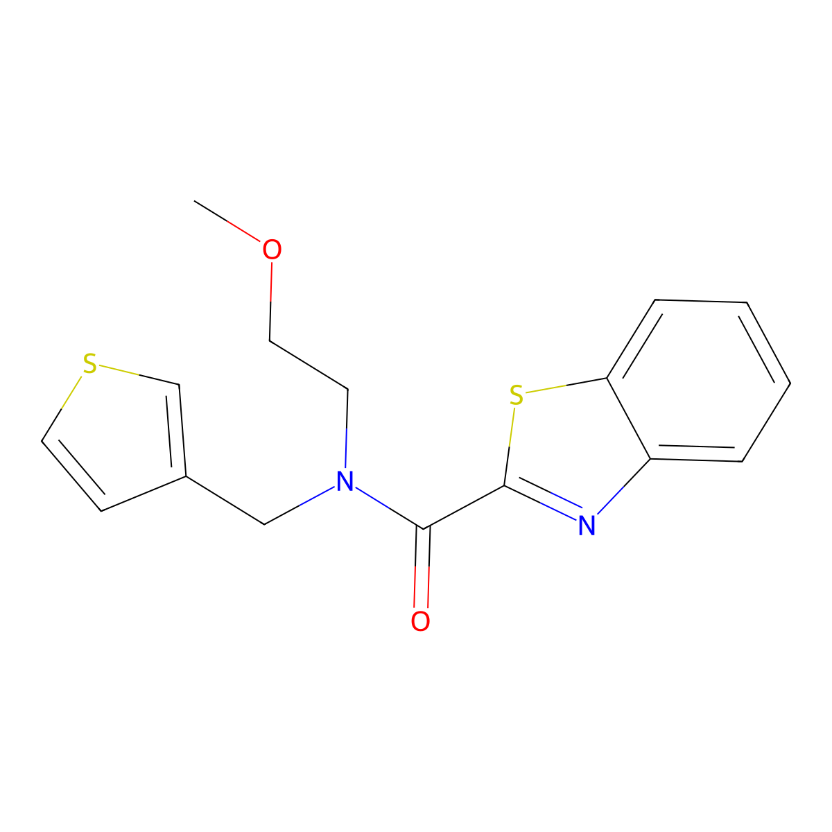 N-(2-methoxyethyl)-N-(thiophen-3-ylmethyl)benzo[d]thiazole-2-carboxamide molecular structure, CAS 1219906-61-2