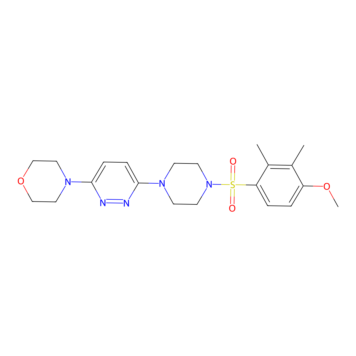4-(6-(4-((4-Methoxy-2,3-dimethylphenyl)sulfonyl)piperazin-1-yl)pyridazin-3-yl)morpholine molecular structure, CAS 1219906-62-3