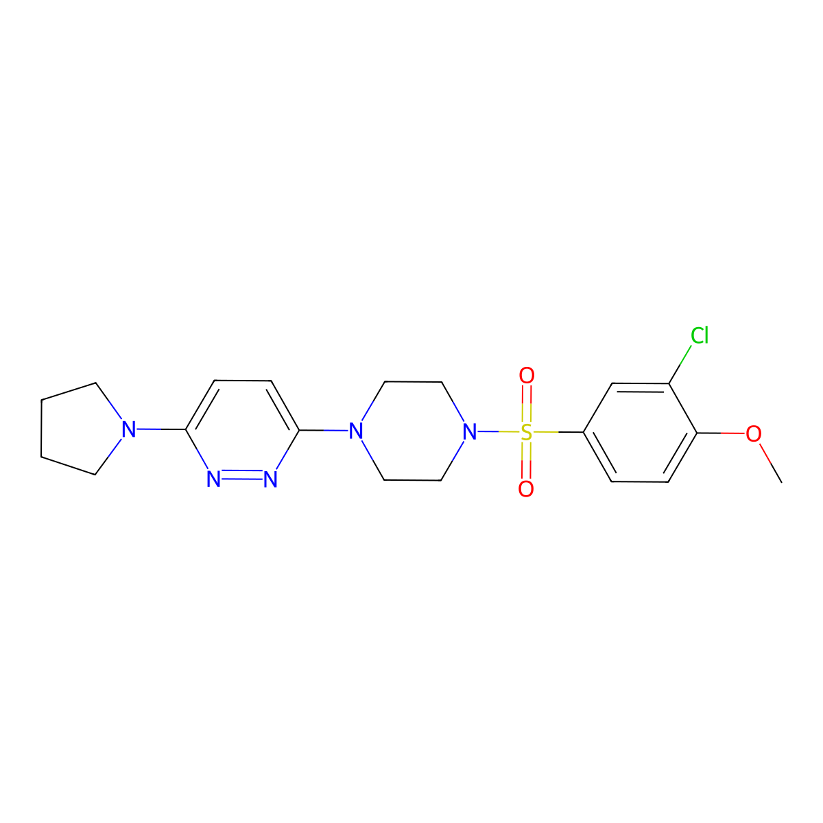 3-(4-((3-Chloro-4-methoxyphenyl)sulfonyl)piperazin-1-yl)-6-(pyrrolidin-1-yl)pyridazine molecular structure, CAS 1219906-65-6