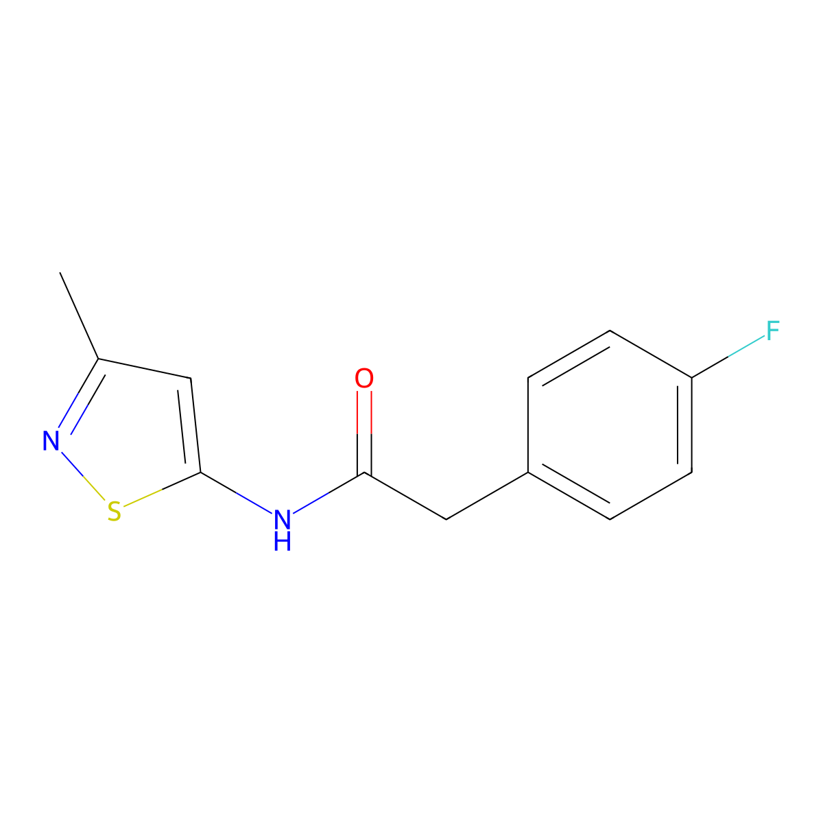 2-(4-fluorophenyl)-N-(3-methylisothiazol-5-yl)acetamide molecular structure, CAS 1219906-68-9