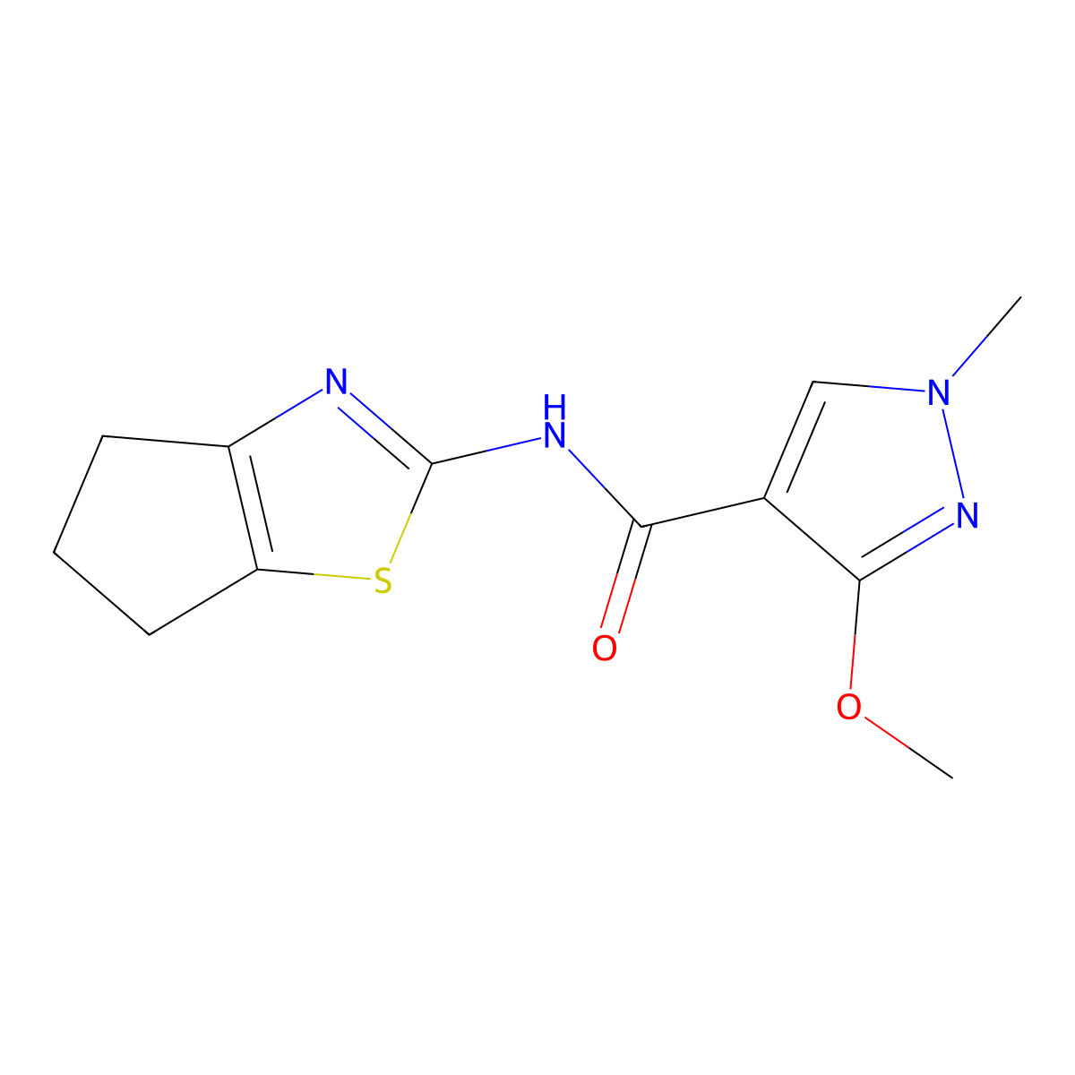 N-(5,6-dihydro-4H-cyclopenta[d]thiazol-2-yl)-3-methoxy-1-methyl-1H-pyrazole-4-carboxamide molecular structure, CAS 1219906-75-8