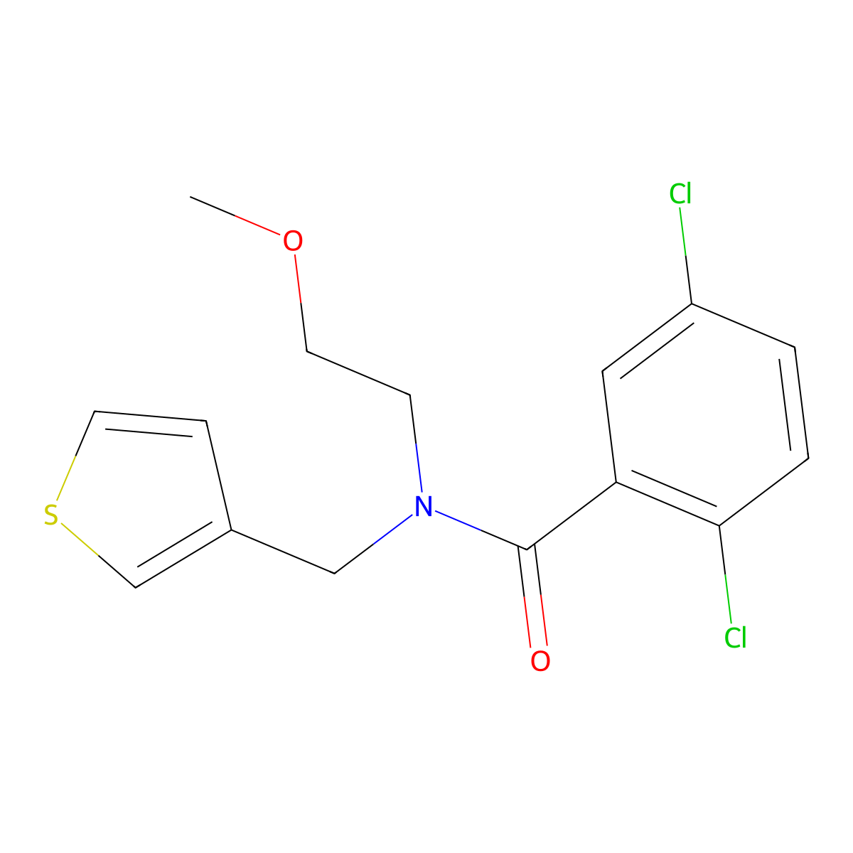 2,5-dichloro-N-(2-methoxyethyl)-N-(thiophen-3-ylmethyl)benzamide molecular structure, CAS 1219906-76-9
