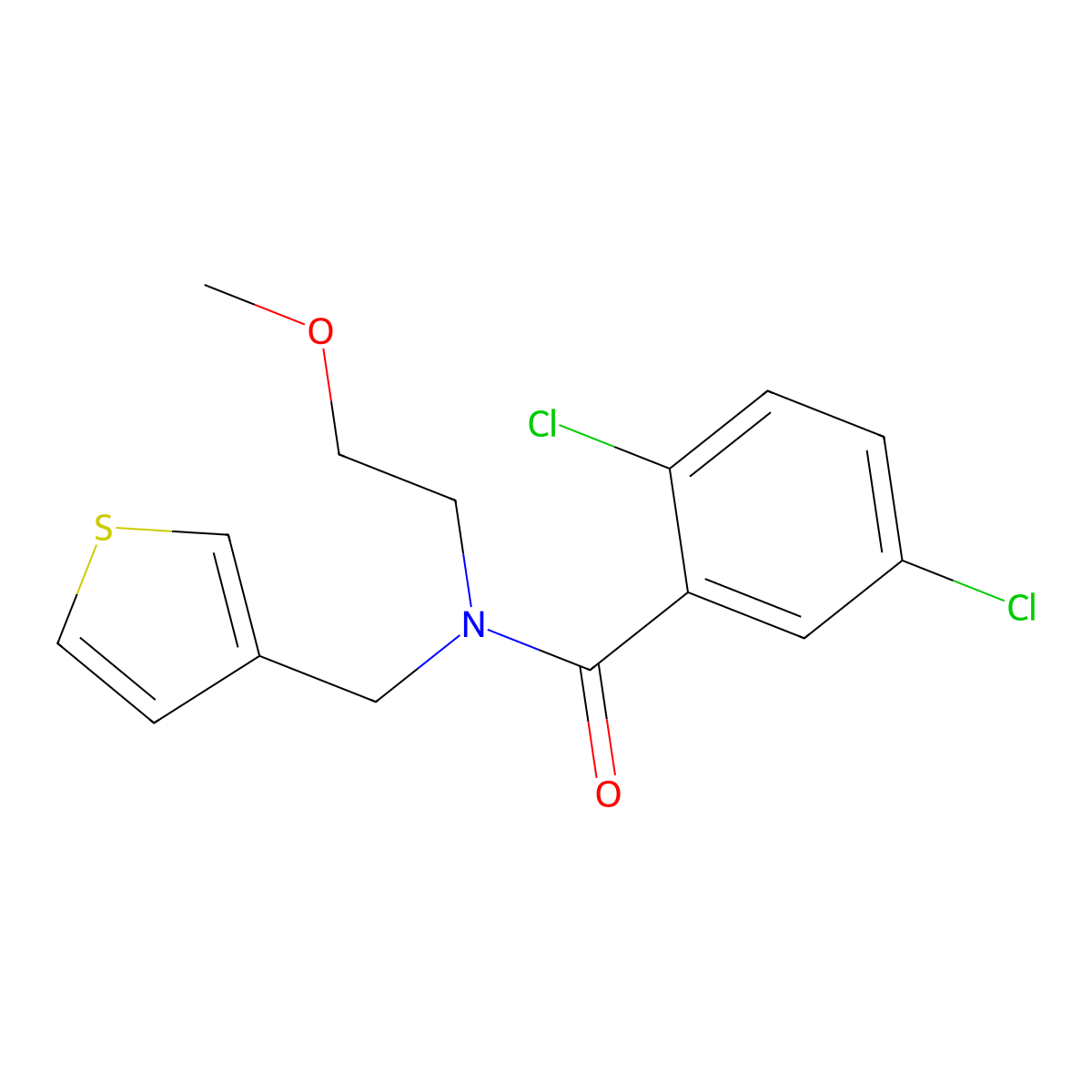 2,5-dichloro-N-(2-methoxyethyl)-N-(thiophen-3-ylmethyl)benzamide molecular structure, CAS 1219906-76-9