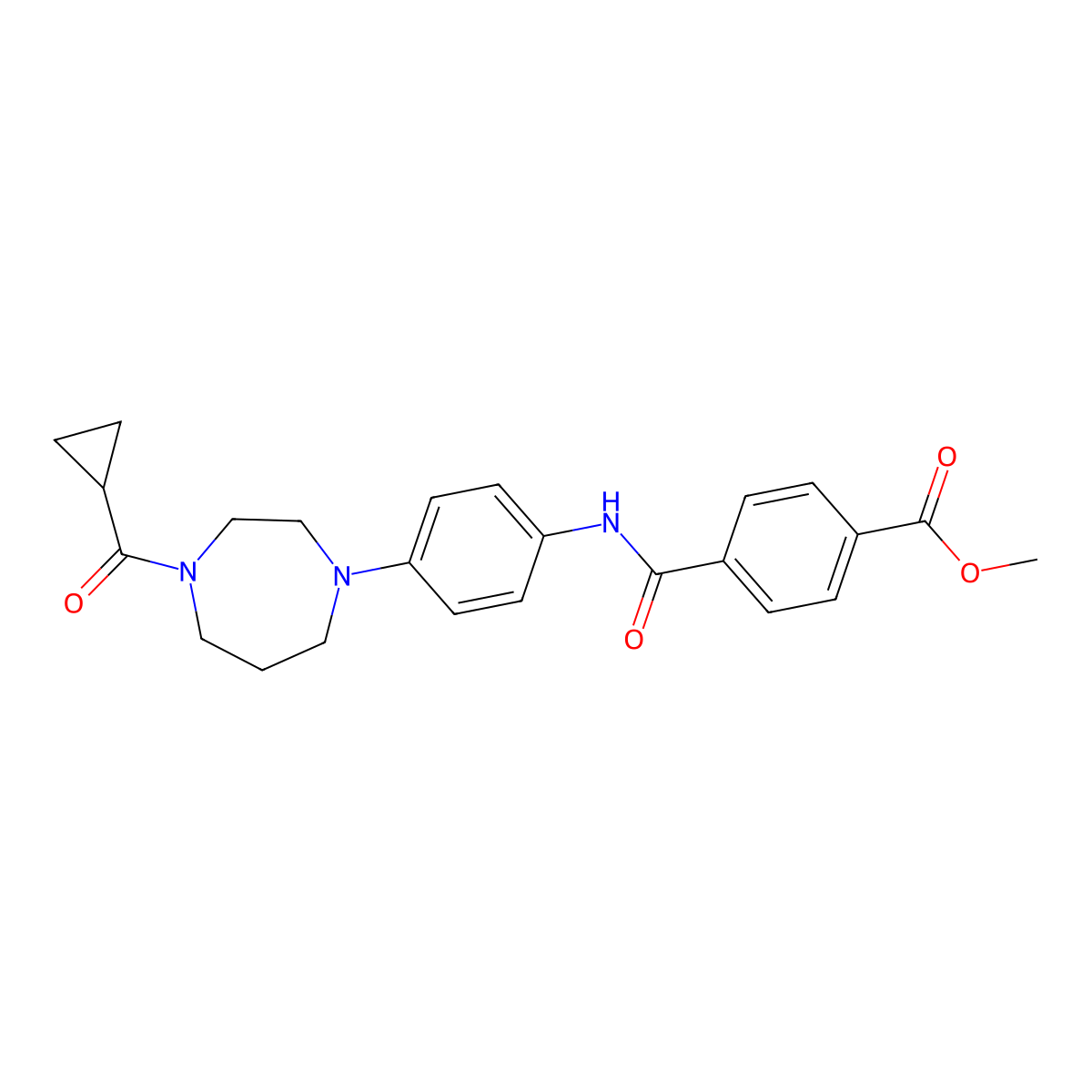 Methyl 4-((4-(4-(cyclopropanecarbonyl)-1,4-diazepan-1-yl)phenyl)carbamoyl)benzoate molecular structure, CAS 1219906-77-0