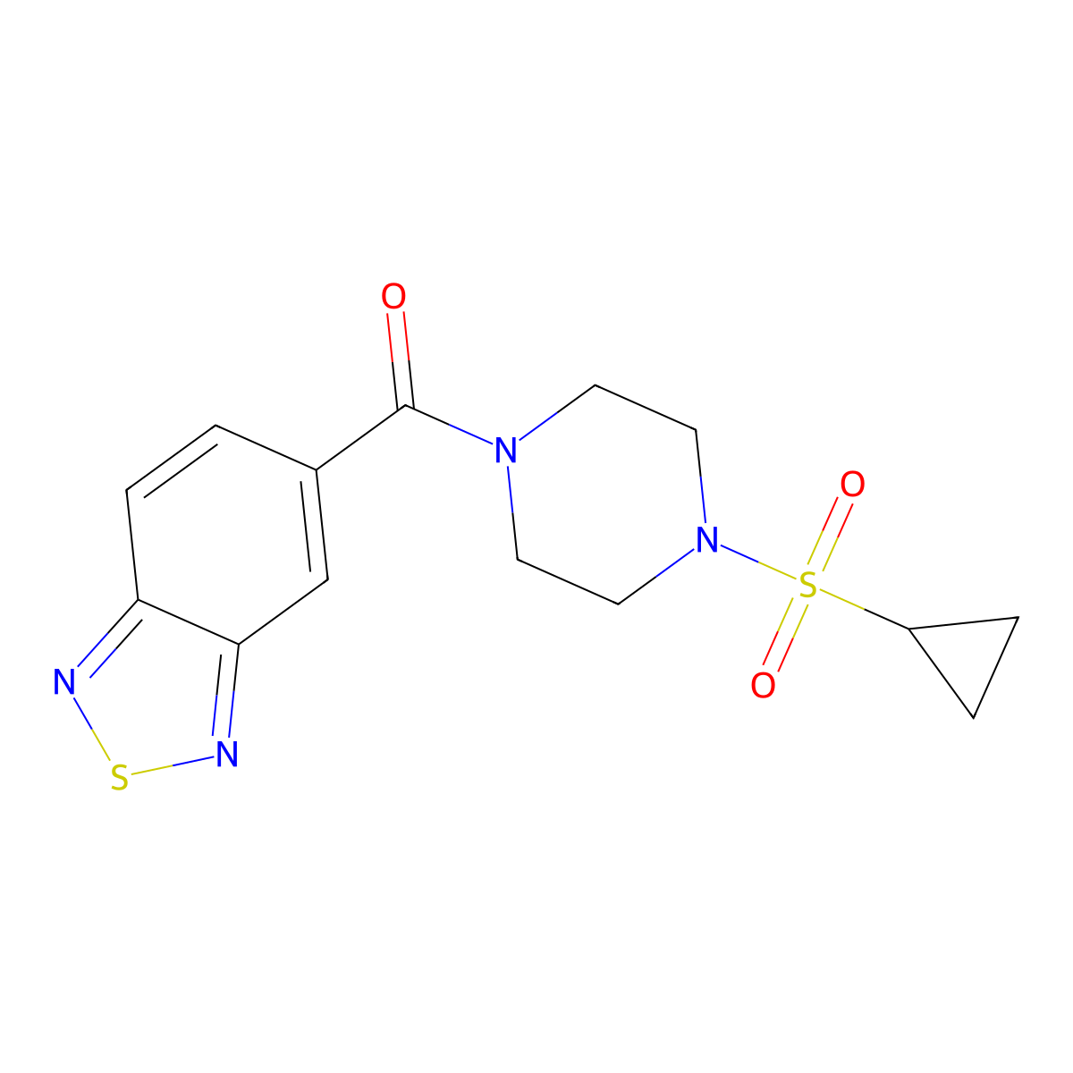 Benzo[c][1,2,5]thiadiazol-5-yl(4-(cyclopropylsulfonyl)piperazin-1-yl)methanone molecular structure, CAS 1219906-86-1