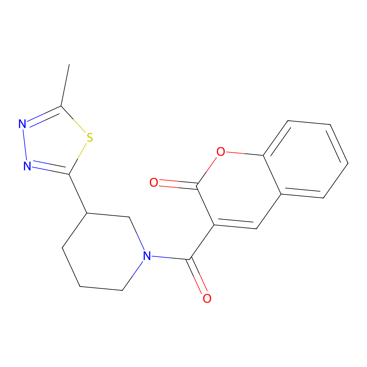 3-(3-(5-methyl-1,3,4-thiadiazol-2-yl)piperidine-1-carbonyl)-2H-chromen-2-one molecular structure, CAS 1219906-88-3