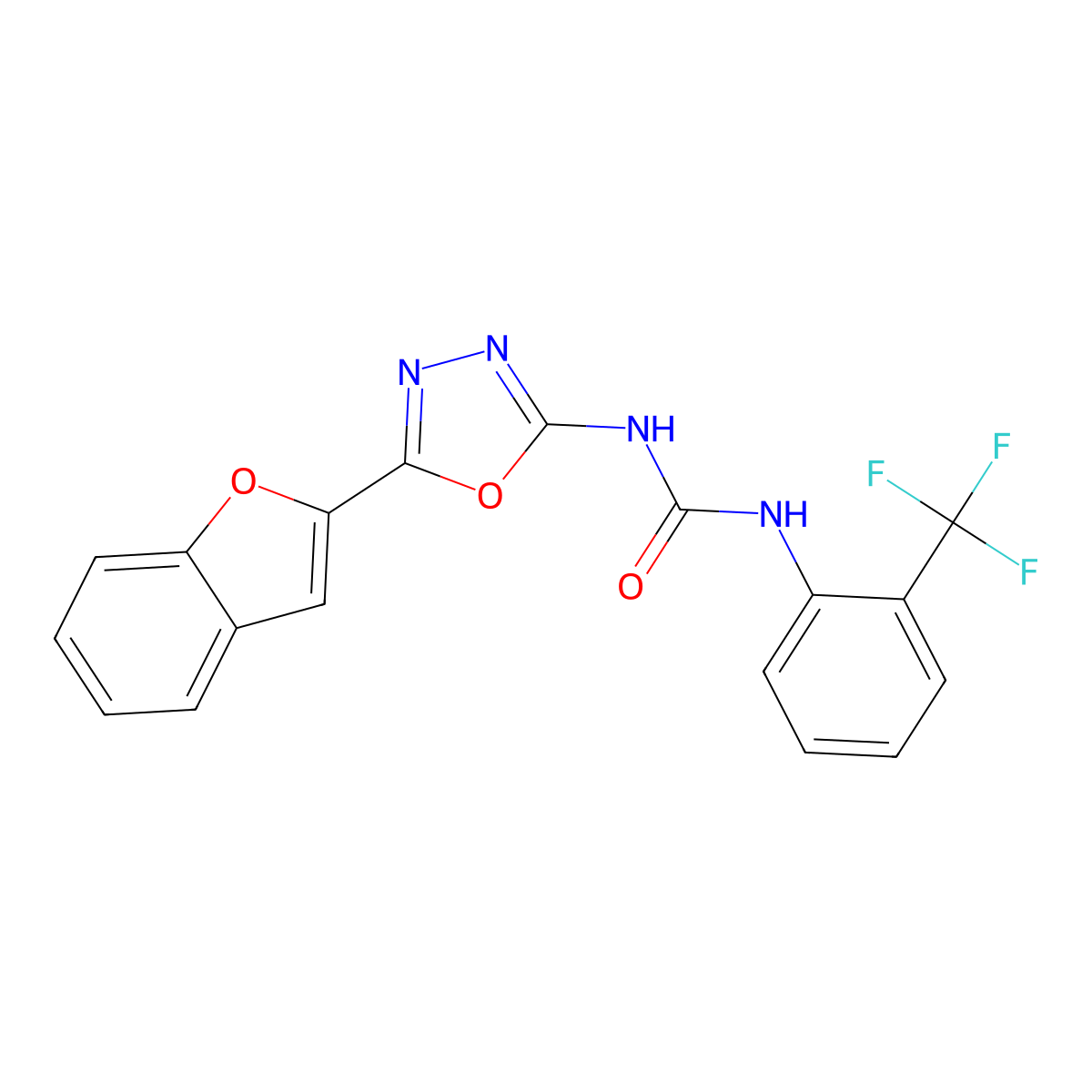 3-[5-(1-Benzofuran-2-yl)-1,3,4-oxadiazol-2-yl]-1-[2-(trifluoromethyl)phenyl]urea molecular structure, CAS 1219906-92-9