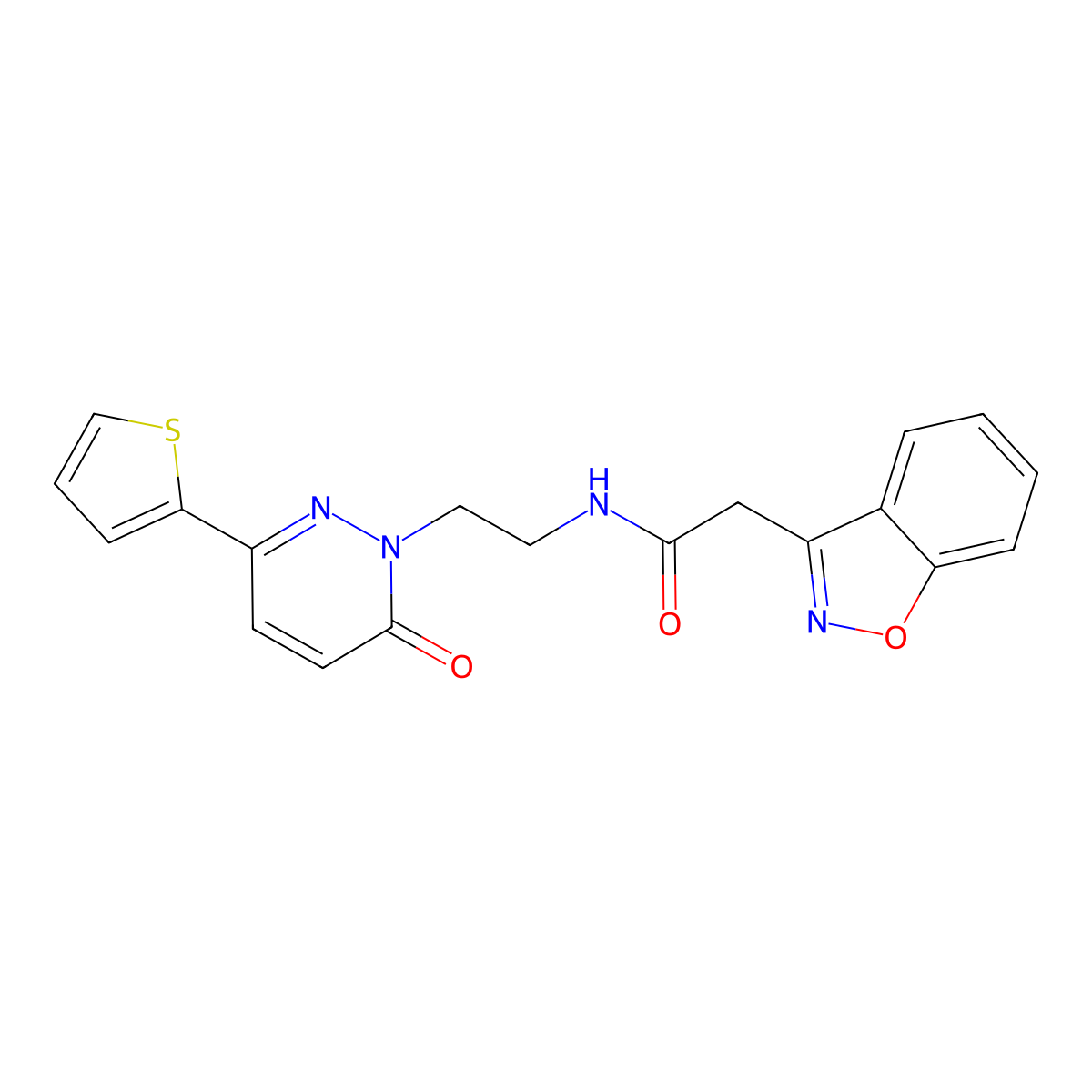 2-(benzo[d]isoxazol-3-yl)-N-(2-(6-oxo-3-(thiophen-2-yl)pyridazin-1(6H)-yl)ethyl)acetamide molecular structure, CAS 1219906-95-2