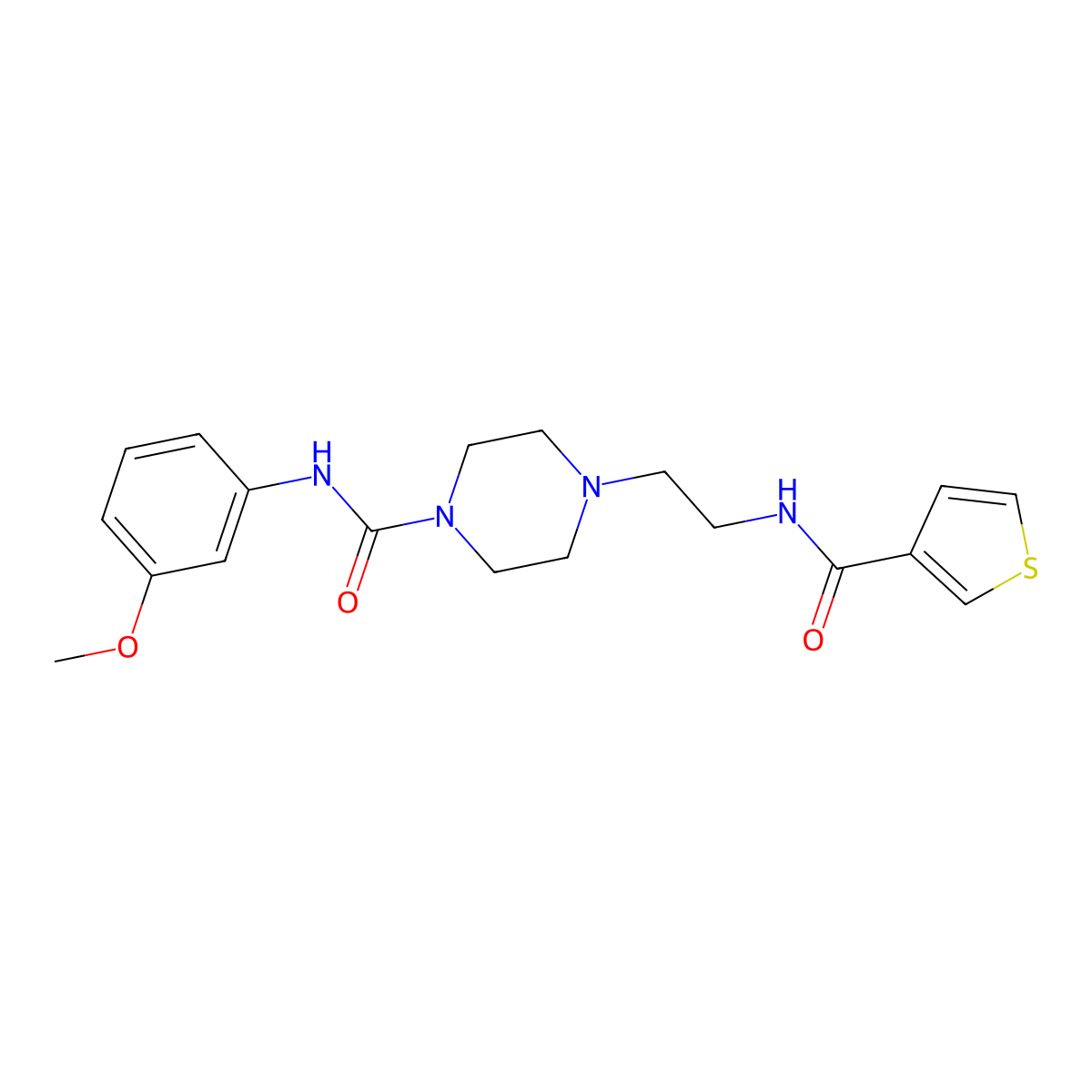 N-(3-methoxyphenyl)-4-(2-(thiophene-3-carboxamido)ethyl)piperazine-1-carboxamide molecular structure, CAS 1219906-97-4