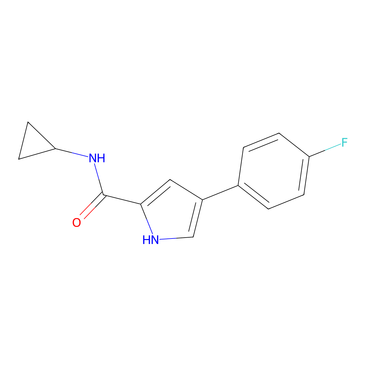 N-cyclopropyl-4-(4-fluorophenyl)-1H-pyrrole-2-carboxamide molecular structure, CAS 1219907-03-5