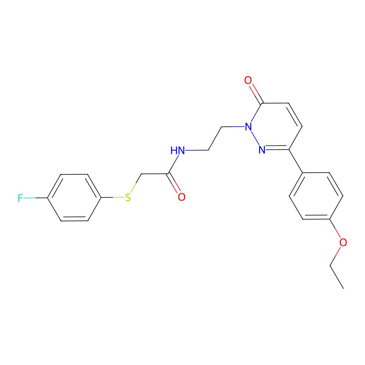 N-(2-(3-(4-ethoxyphenyl)-6-oxopyridazin-1(6H)-yl)ethyl)-2-((4-fluorophenyl)thio)acetamide molecular structure, CAS 1219907-12-6