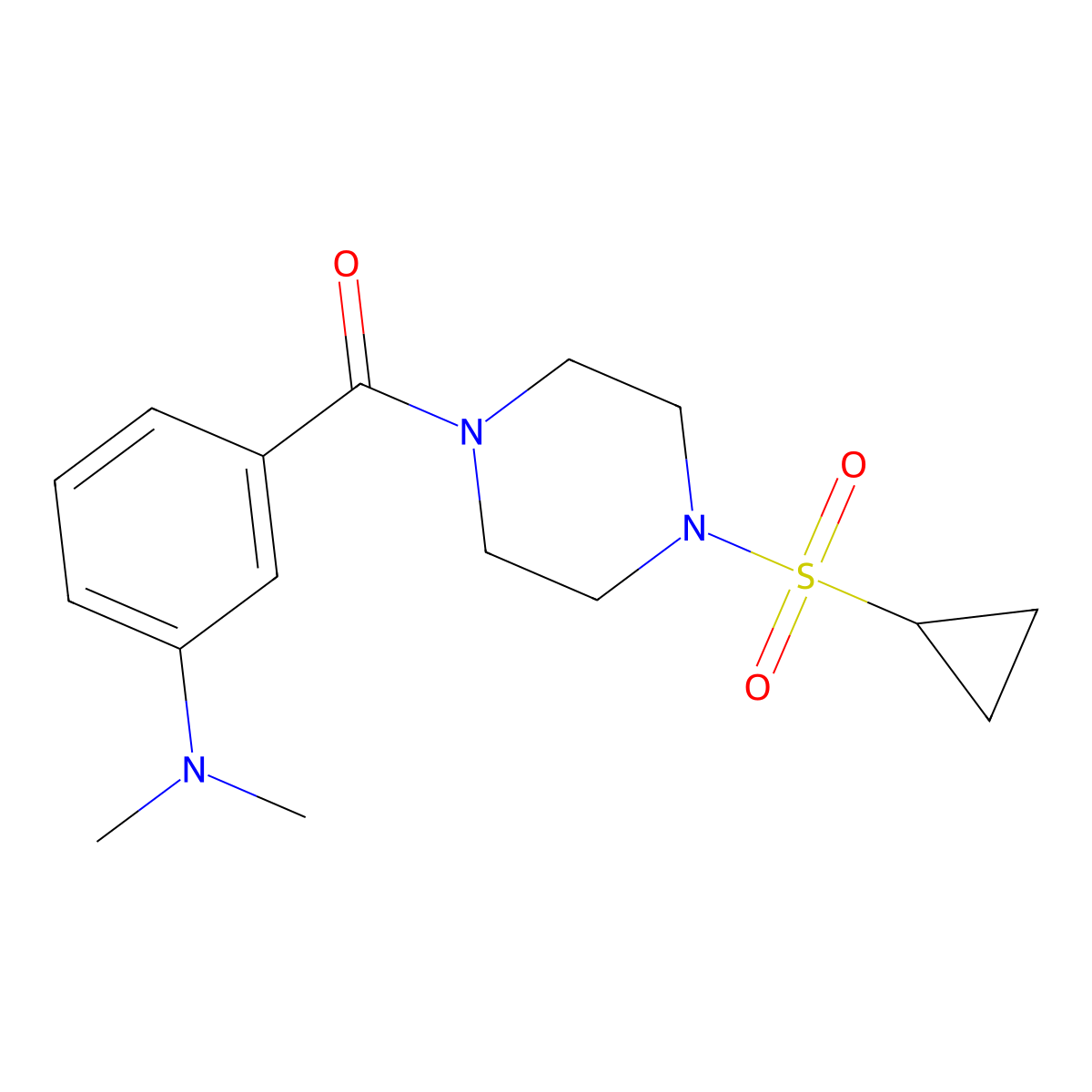 (4-(Cyclopropylsulfonyl)piperazin-1-yl)(3-(dimethylamino)phenyl)methanone molecular structure, CAS 1219907-16-0