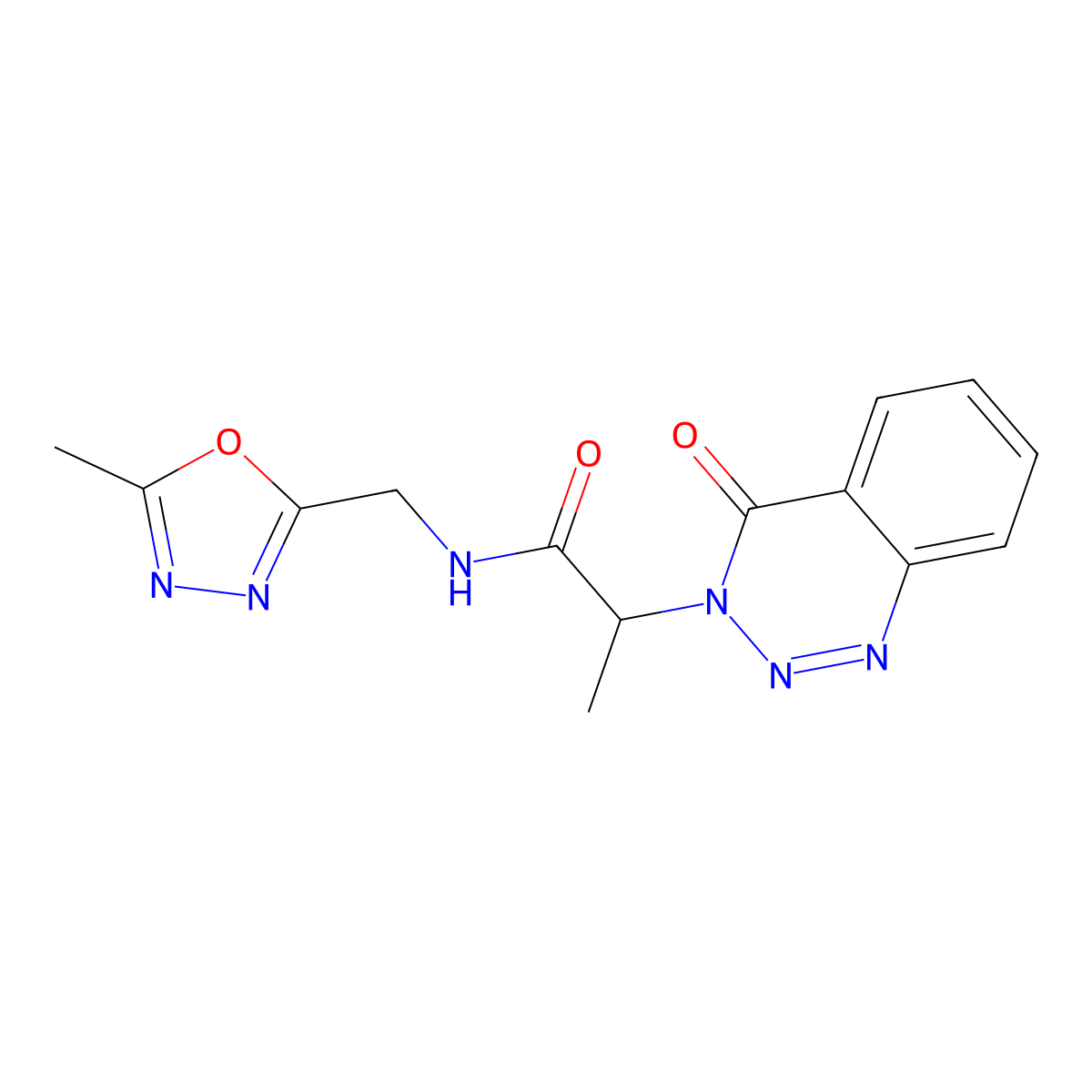 N-((5-methyl-1,3,4-oxadiazol-2-yl)methyl)-2-(4-oxobenzo[d][1,2,3]triazin-3(4H)-yl)propanamide molecular structure, CAS 1219907-19-3