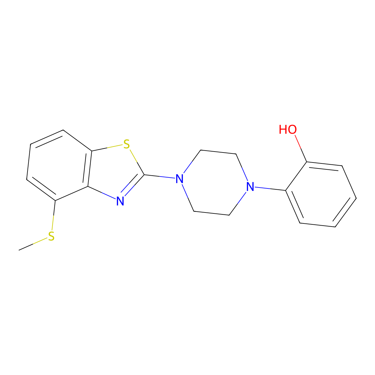 2-(4-(4-(Methylthio)benzo[d]thiazol-2-yl)piperazin-1-yl)phenol molecular structure, CAS 1219907-20-6