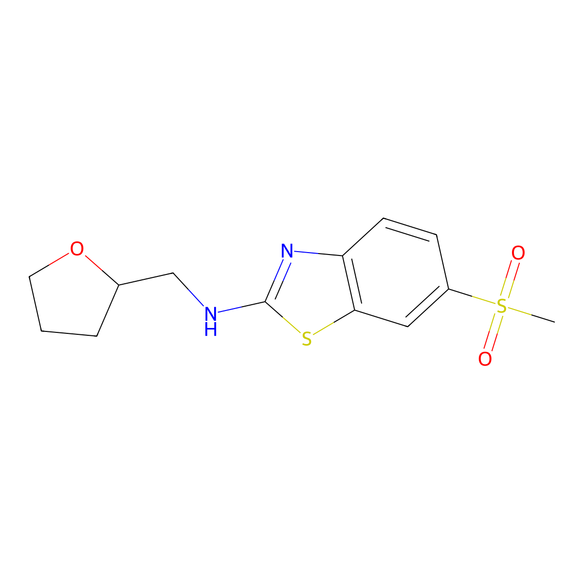 6-(methylsulfonyl)-N-((tetrahydrofuran-2-yl)methyl)benzo[d]thiazol-2-amine molecular structure, CAS 1219907-21-7