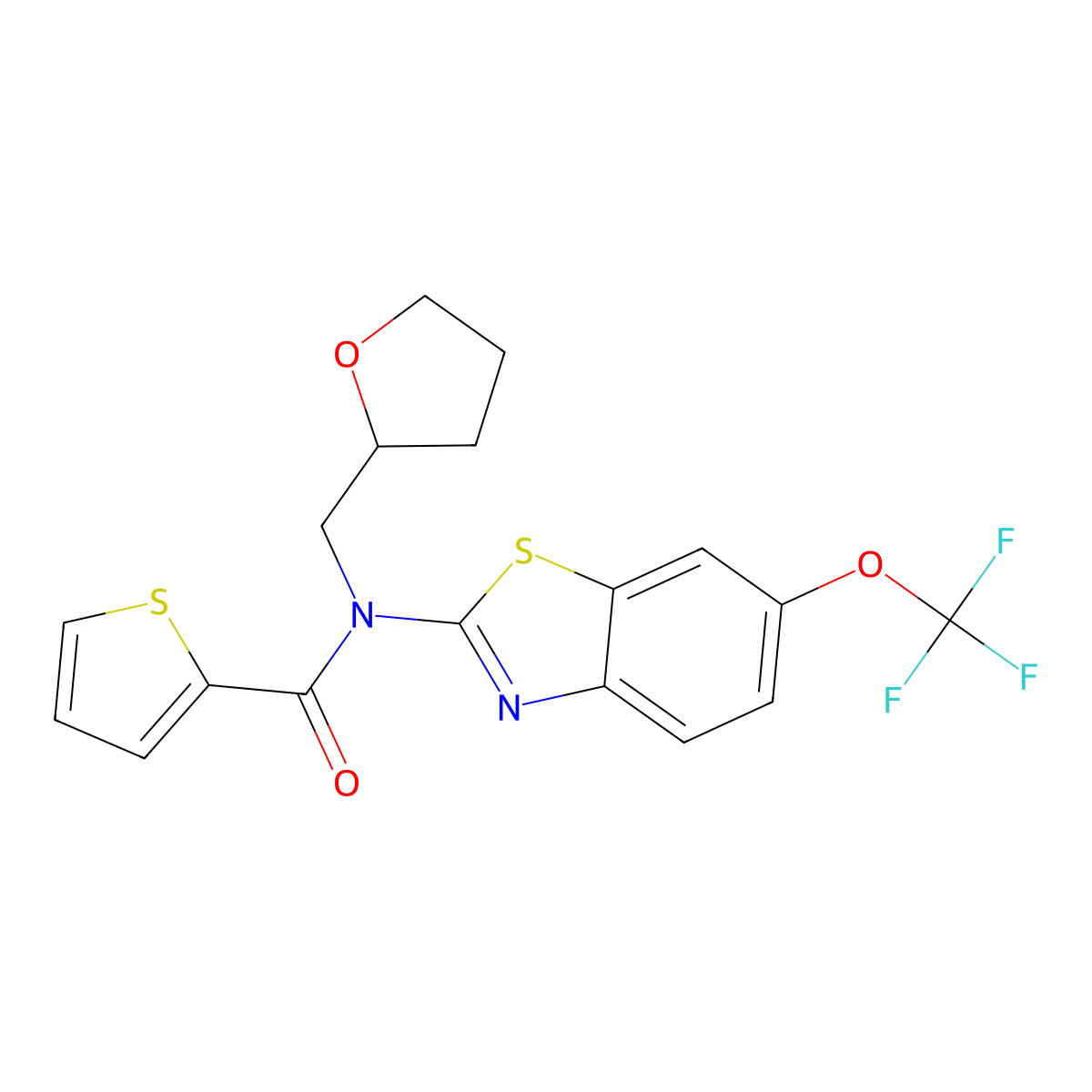 N-((tetrahydrofuran-2-yl)methyl)-N-(6-(trifluoromethoxy)benzo[d]thiazol-2-yl)thiophene-2-carboxamide molecular structure, CAS 1219911-46-2