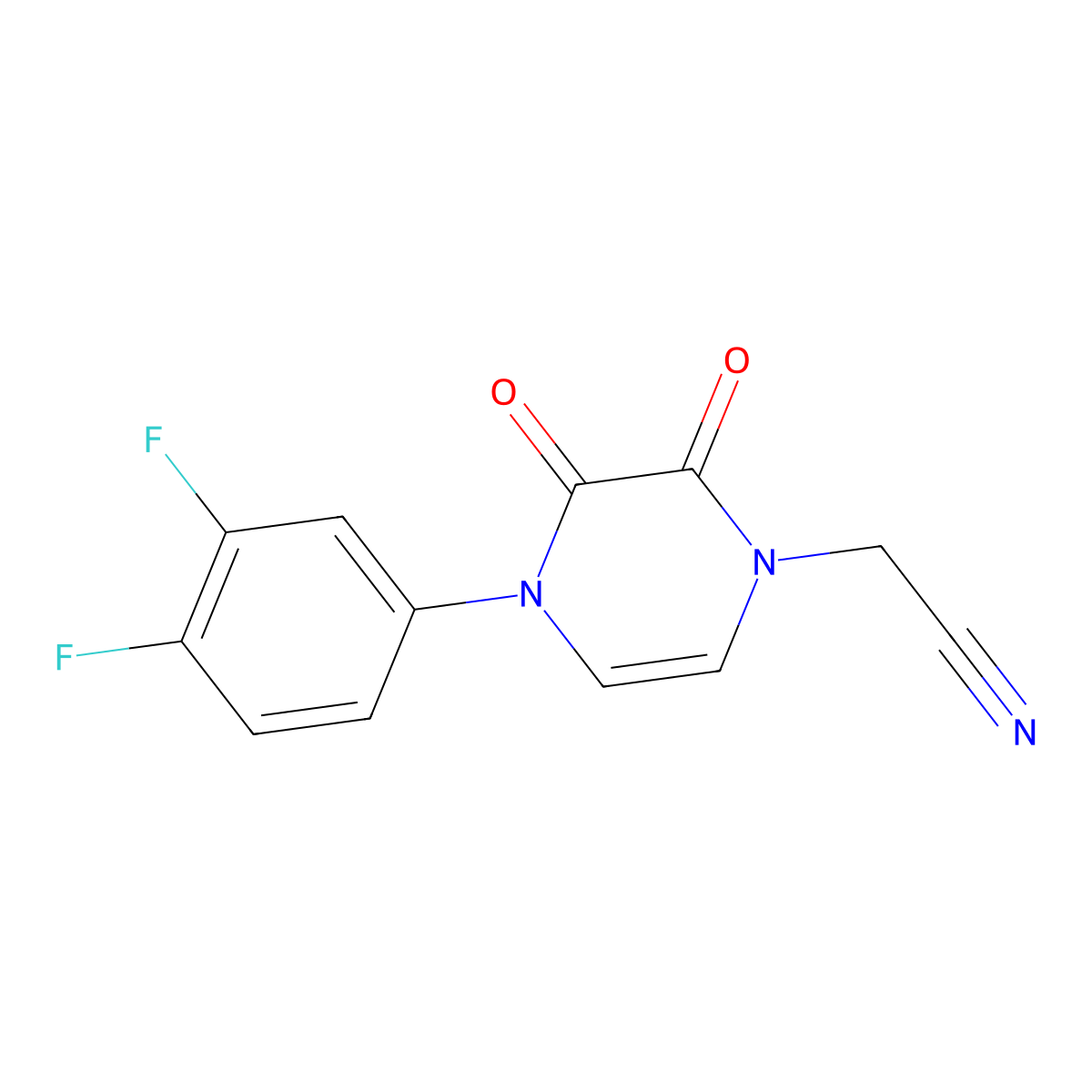 2-(4-(3,4-difluorophenyl)-2,3-dioxo-3,4-dihydropyrazin-1(2H)-yl)acetonitrile molecular structure, CAS 1219911-53-1