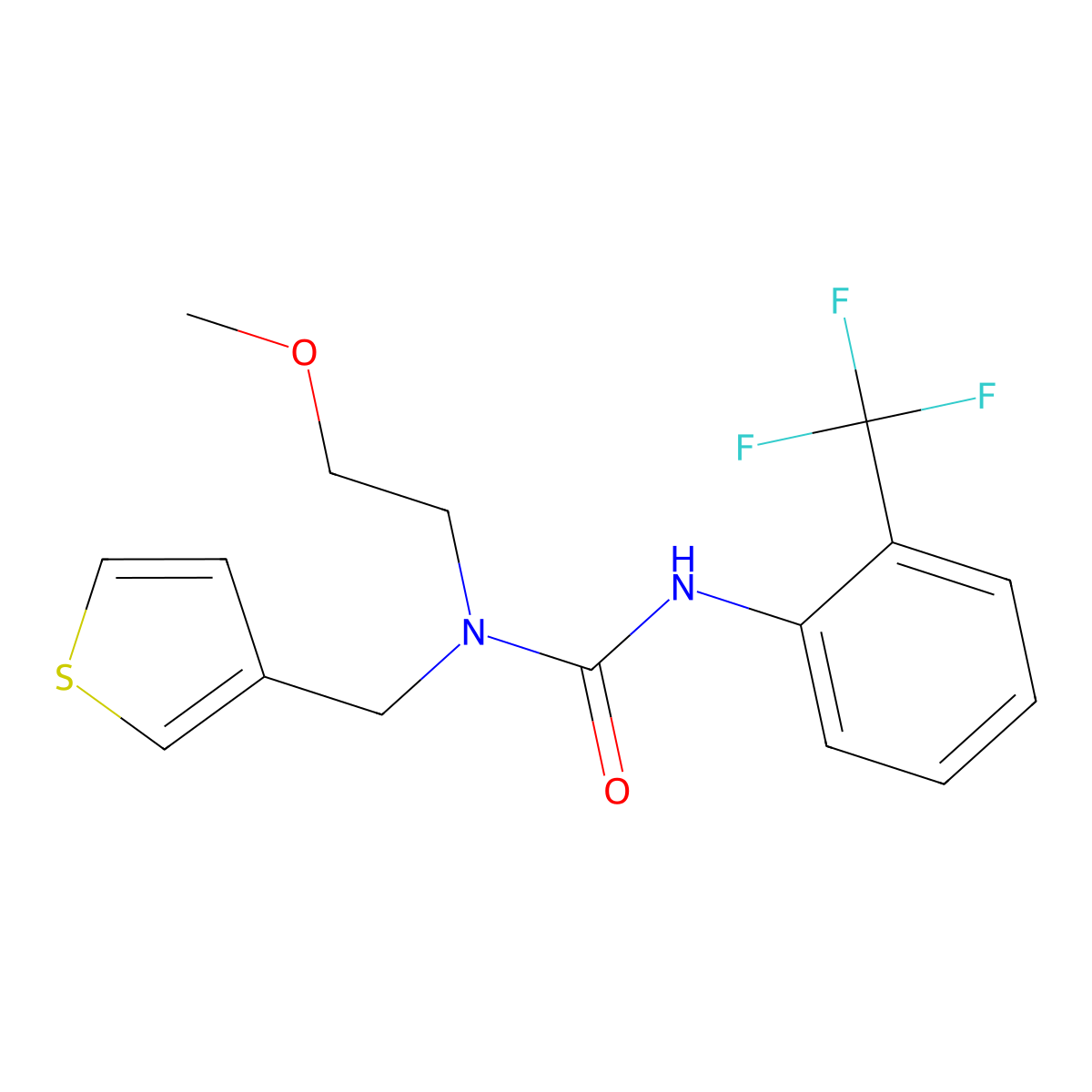 1-(2-Methoxyethyl)-1-(thiophen-3-ylmethyl)-3-(2-(trifluoromethyl)phenyl)urea molecular structure, CAS 1219911-54-2