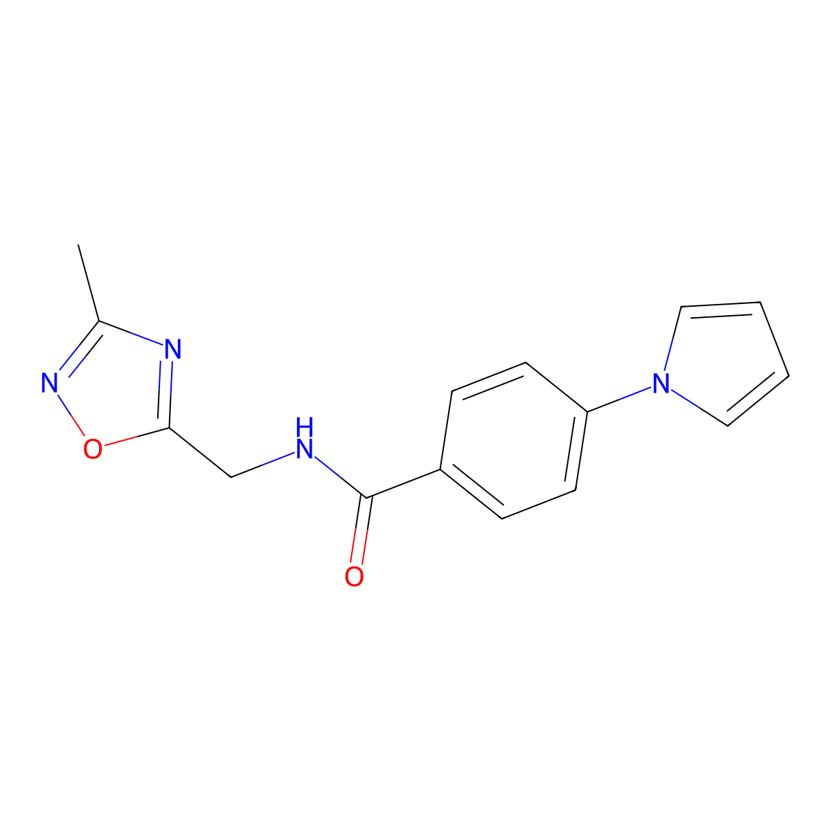 N-((3-methyl-1,2,4-oxadiazol-5-yl)methyl)-4-(1H-pyrrol-1-yl)benzamide molecular structure, CAS 1219911-55-3
