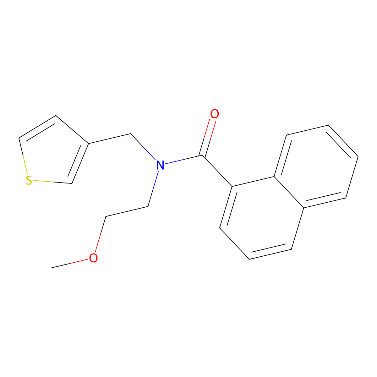 N-(2-methoxyethyl)-N-(thiophen-3-ylmethyl)-1-naphthamide molecular structure, CAS 1219911-65-5