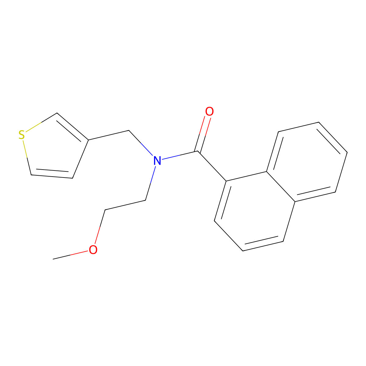 N-(2-methoxyethyl)-N-(thiophen-3-ylmethyl)-1-naphthamide molecular structure, CAS 1219911-65-5
