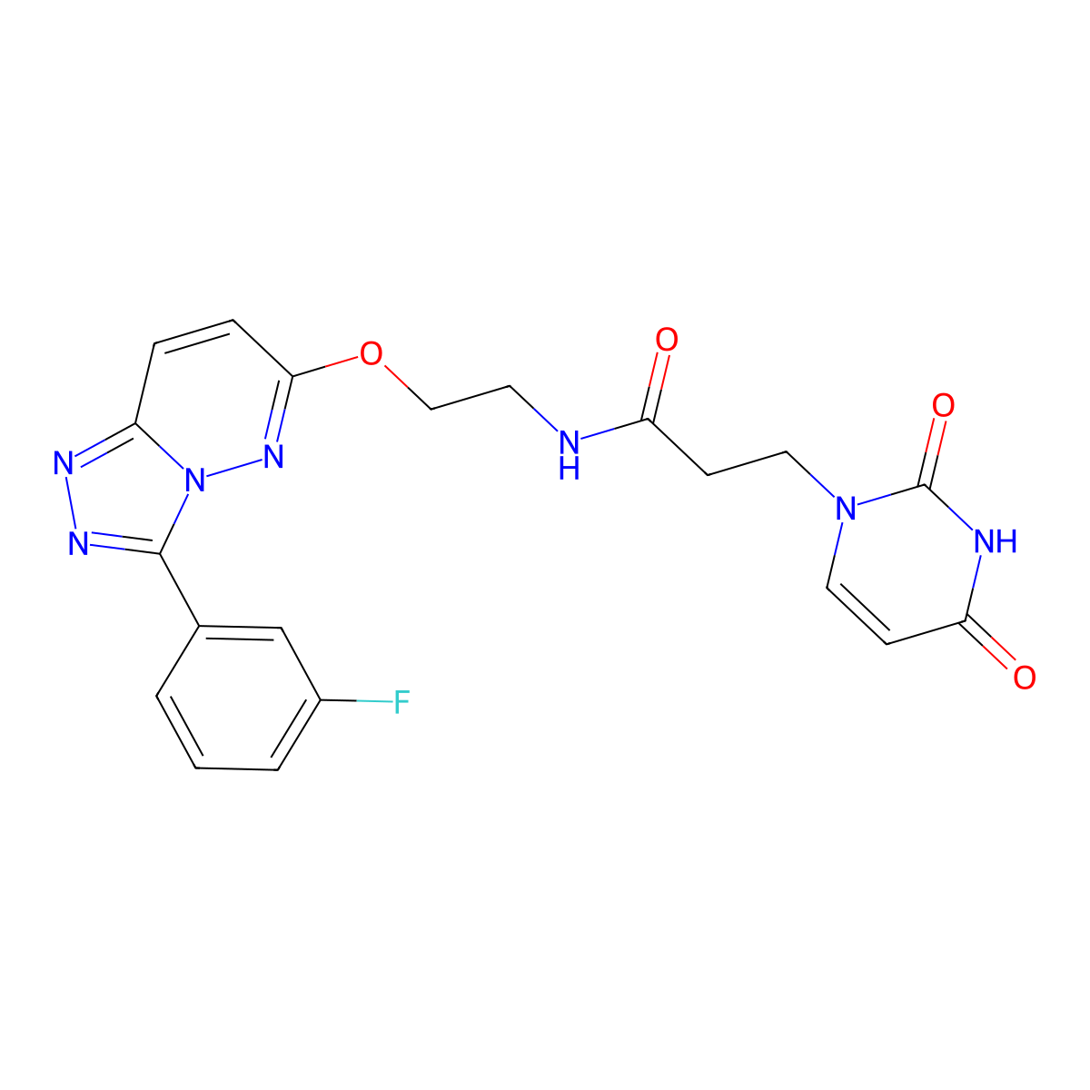 3-(2,4-dioxo-3,4-dihydropyrimidin-1(2H)-yl)-N-(2-((3-(3-fluorophenyl)-[1,2,4]triazolo[4,3-b]pyridazin-6-yl)oxy)ethyl)propanamide molecular structure, CAS 1219911-70-2