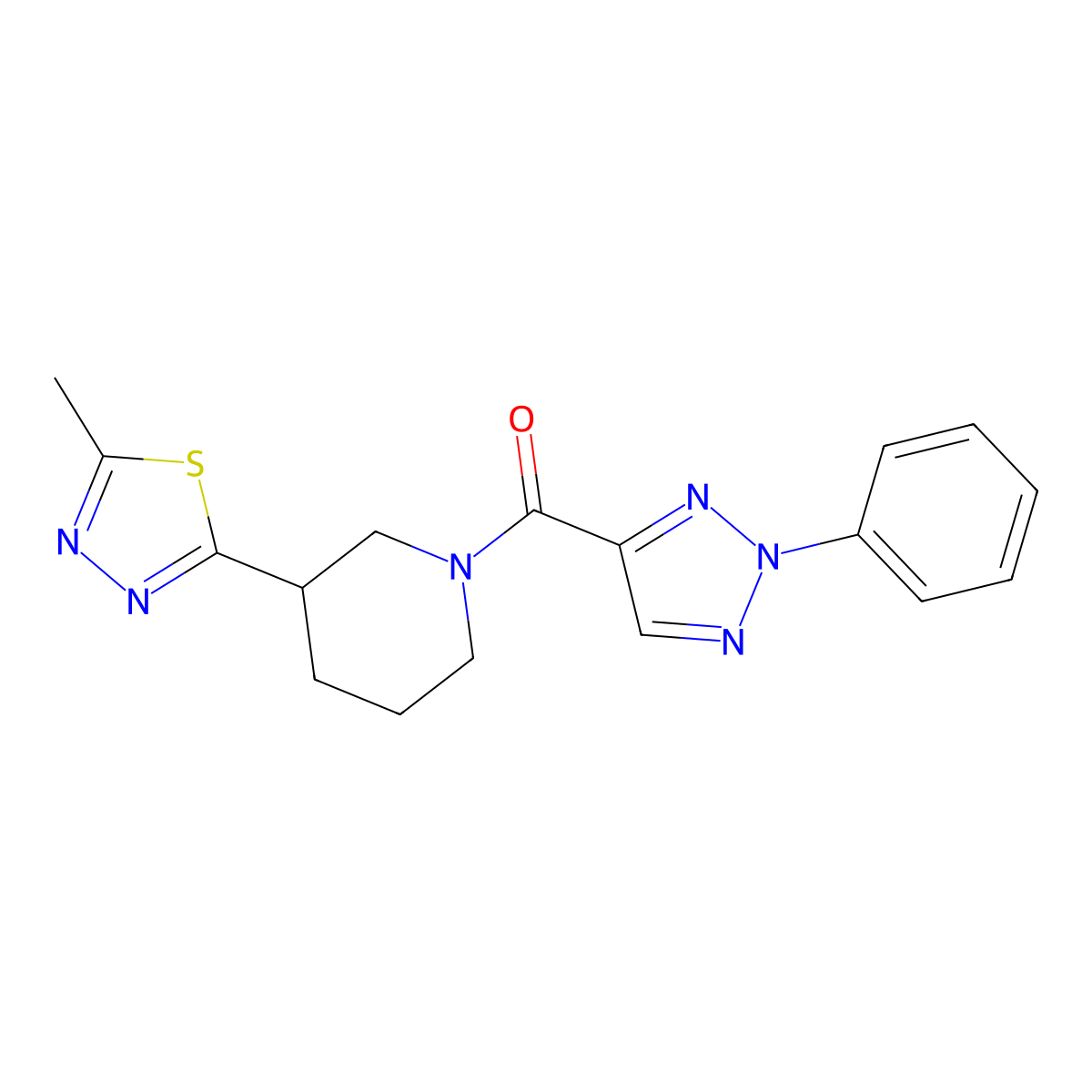 (3-(5-methyl-1,3,4-thiadiazol-2-yl)piperidin-1-yl)(2-phenyl-2H-1,2,3-triazol-4-yl)methanone molecular structure, CAS 1219911-71-3