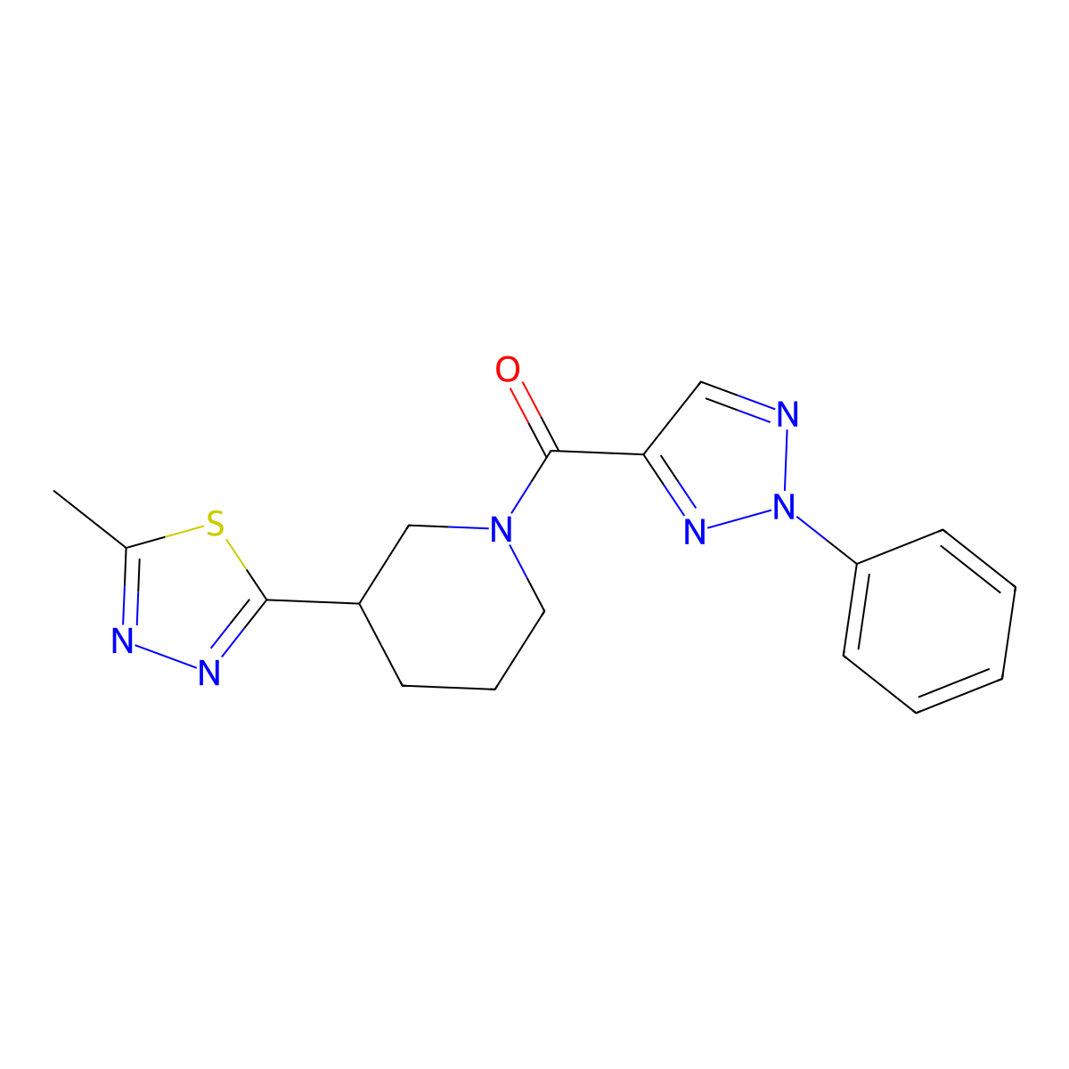 (3-(5-methyl-1,3,4-thiadiazol-2-yl)piperidin-1-yl)(2-phenyl-2H-1,2,3-triazol-4-yl)methanone molecular structure, CAS 1219911-71-3