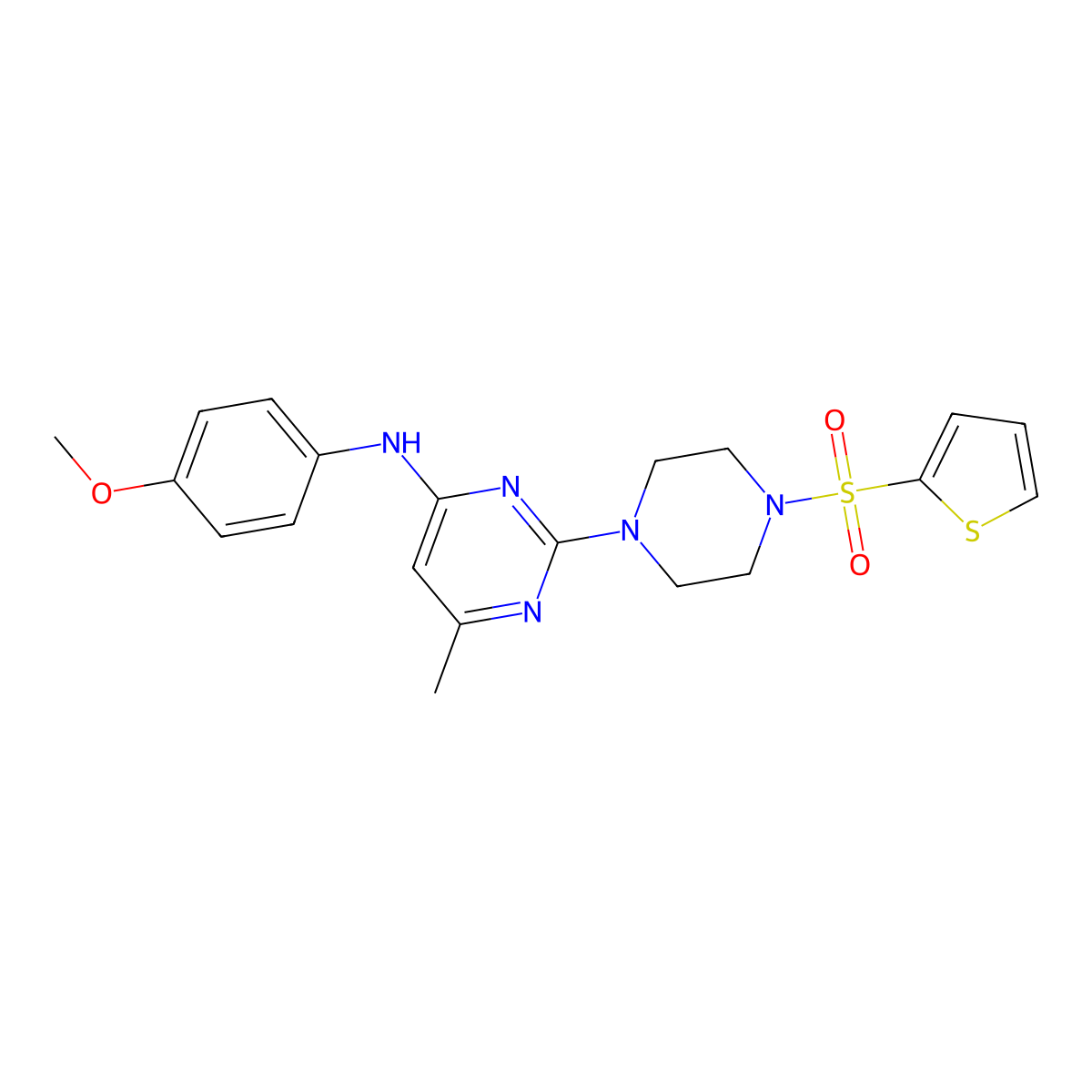 N-(4-methoxyphenyl)-6-methyl-2-[4-(thiophene-2-sulfonyl)piperazin-1-yl]pyrimidin-4-amine molecular structure, CAS 1219911-72-4